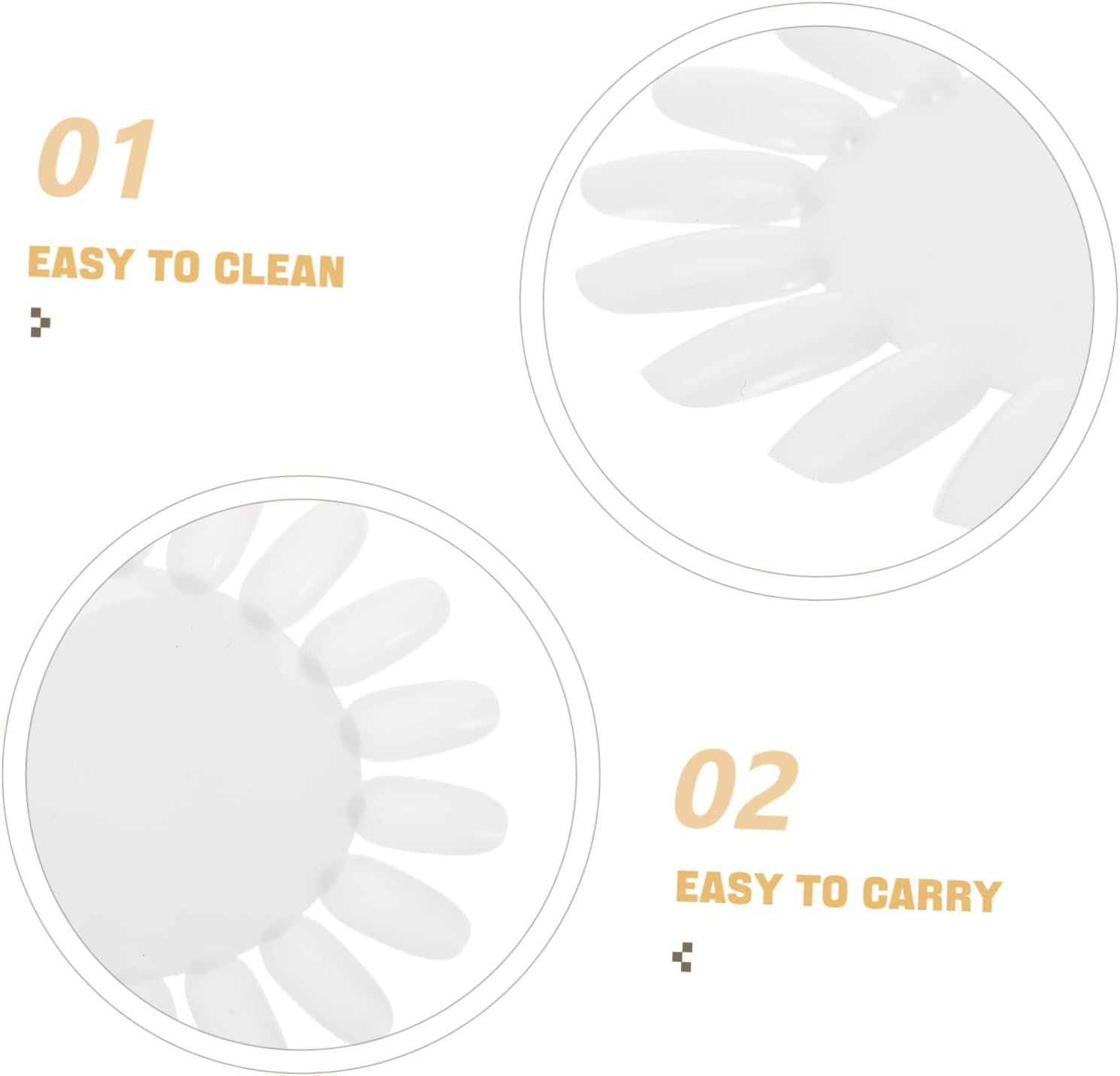OSOLADY 10Pcs Sunflower Shaped Nail Art Display Boards Beige Acrylic Practice Wheel with False Tips for Salon and Home Nail Polish Color Showcase image number 2