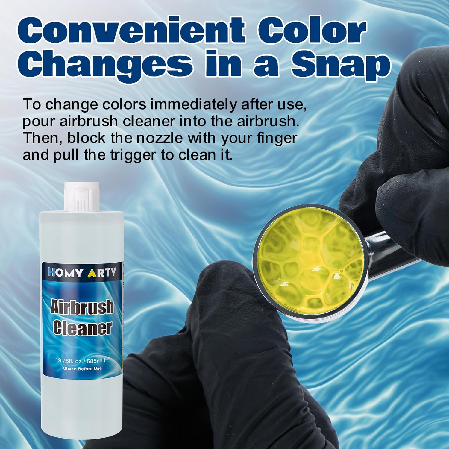 Airbrush Cleaner Kit 19.78 Fl Oz - with Nozzle Cleaner & Cleaning Brushes, Airbrush Cleaning Kit for Water-Based Acrylic Airbrush Paint, Art Tools, Brushes & Airbrushes image number 3