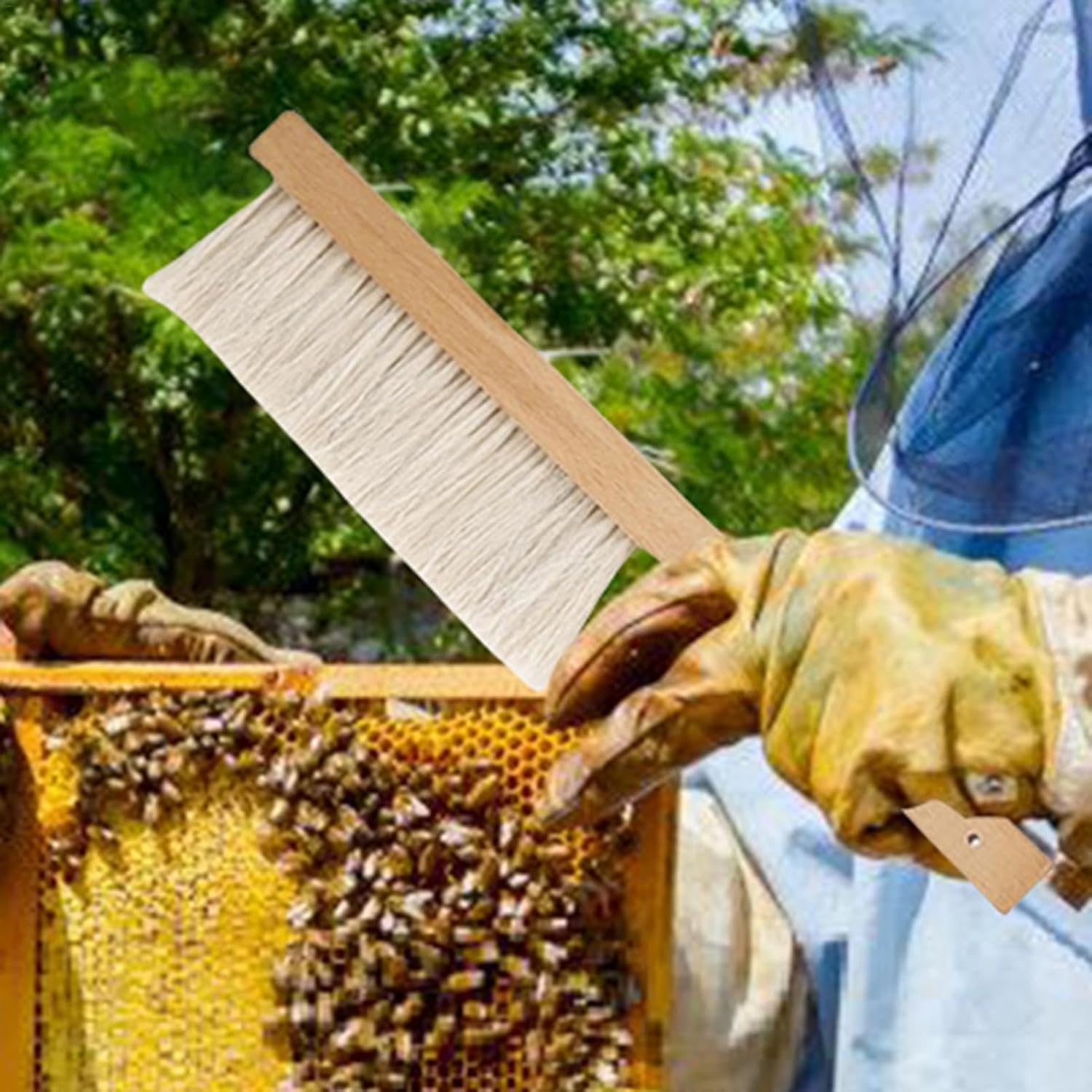 Bee Hive Tool Brush | Bee Brush Kit | Beekeeper Equipment Combo | Beekeeping Buddy, Beehive Cleaning Brush, Tool for Gentle Hive Maintenance and Beekeeping