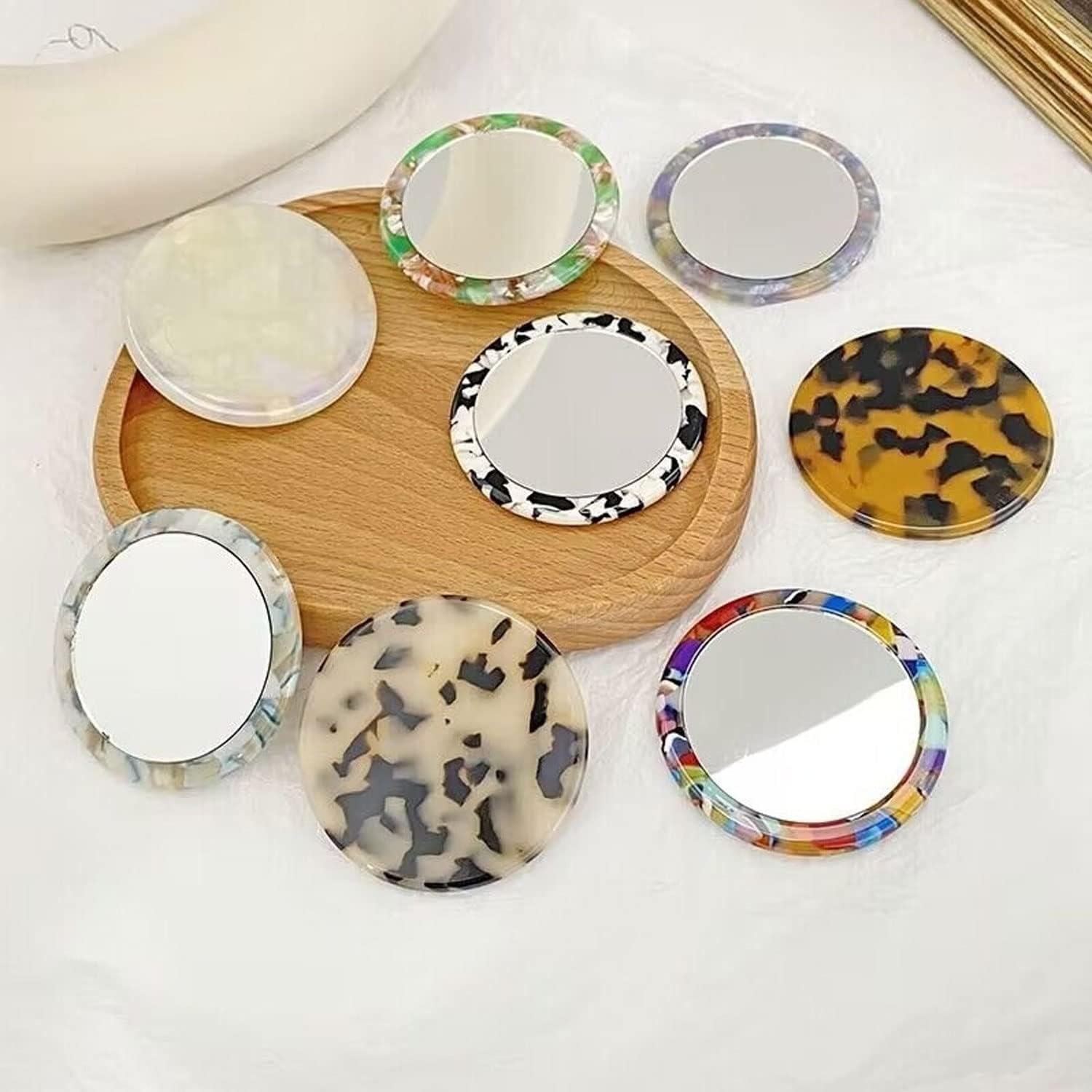 QEEYON 20Pcs Mini Acrylic Mirror Tiles, 3 Inch Self Adhesive round Mirror Stickers Mosaic Tiles, Small Decorative Mosaic Mirror Sheets Circles for DIY Crafts, Wall Decor, Jewelry Making