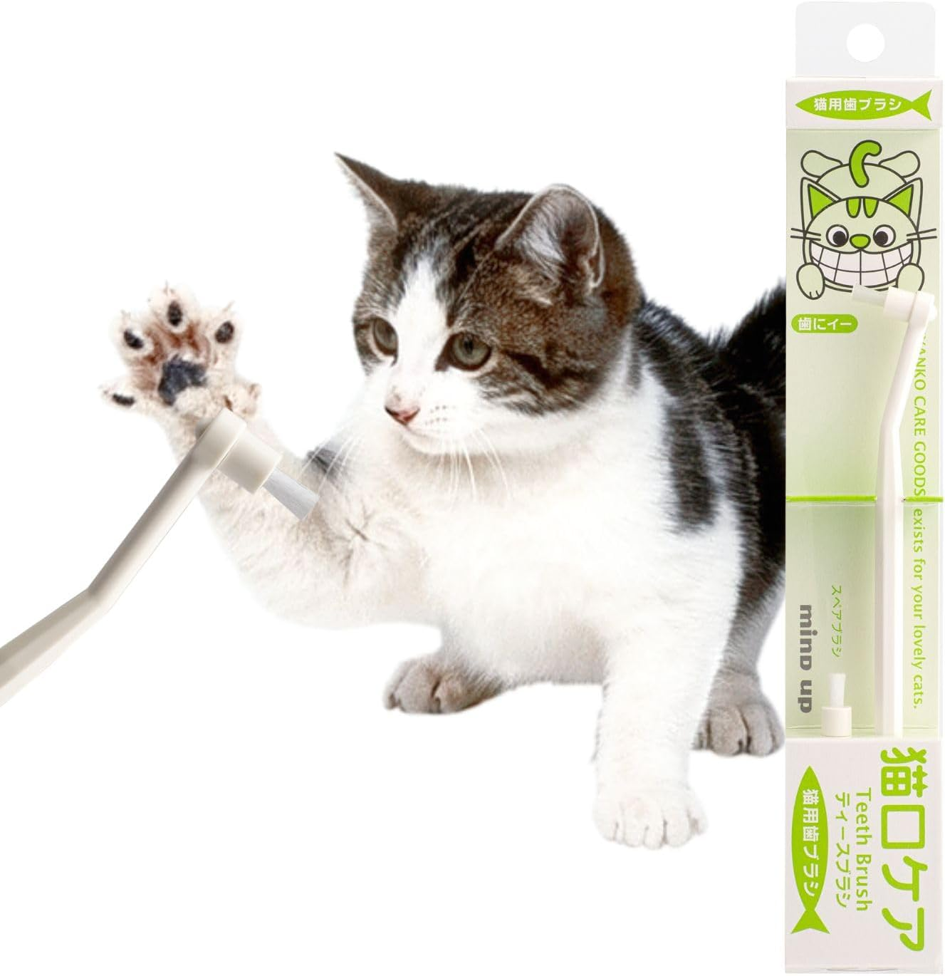 Mind up Attachable Head Toothbrush for Cats Easy to Use Made in Japan Nyanko Care by with a Spare Brush image number 4