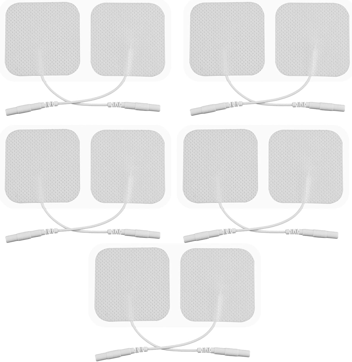 10 Pcs TENS Unit Replacement Pads, Reusable Self-Adhesive Electrode Gel Pads for TENS Machine, Muscle Stimulator & Nerve Massage Therapy, 5X5 Cm with 2Mm Pin, White (Non-Woven Fabric, White) image number 1
