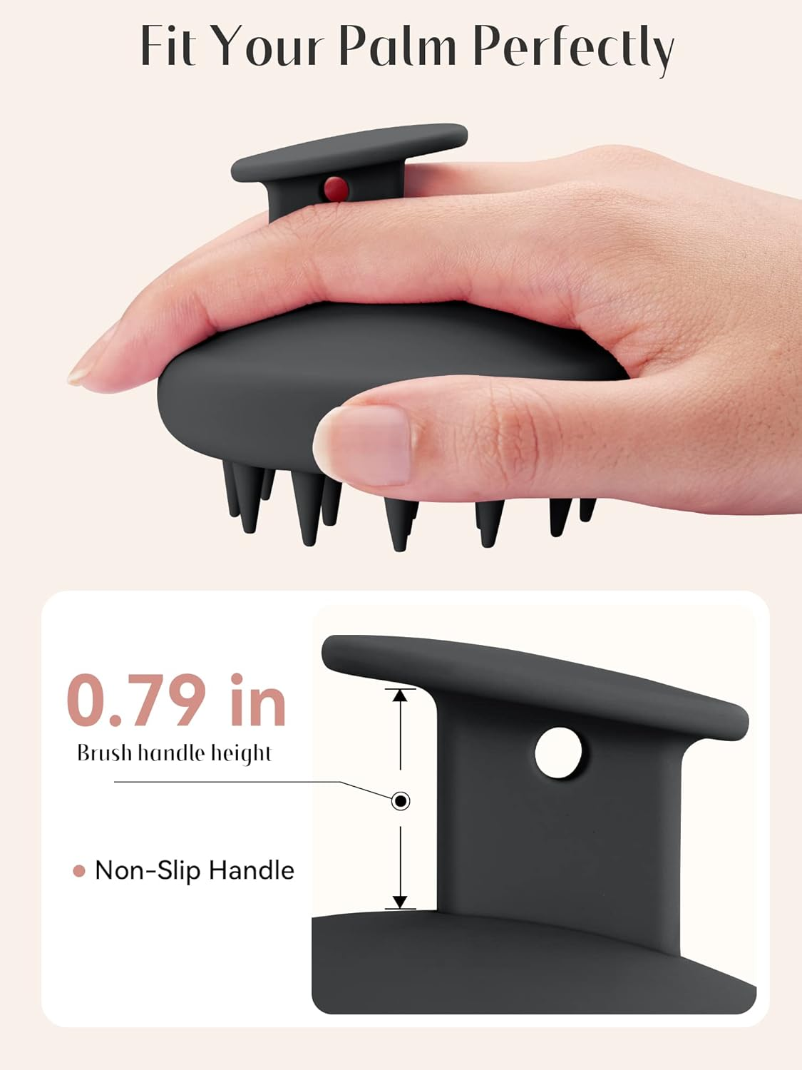 HEETA Scalp Massager Hair Growth, Scalp Scrubber with Soft Bristles, Integrated Silicone Design, Exfoliator for Dandruff Removal & Relaxation, Shampoo Brush Fit Wet Dry Hair Use, Black image number 6