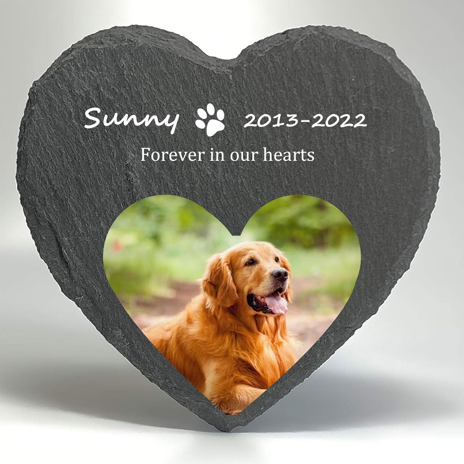 Animal Gravestone, Slate Memorial Stone, Gravestone Dog Cat, Memorial Plaque Gravestone, Animal Memorial Stone in Heart Shape, Diameter 20 Cm (Does Not Support Custom Patterns) image number 4