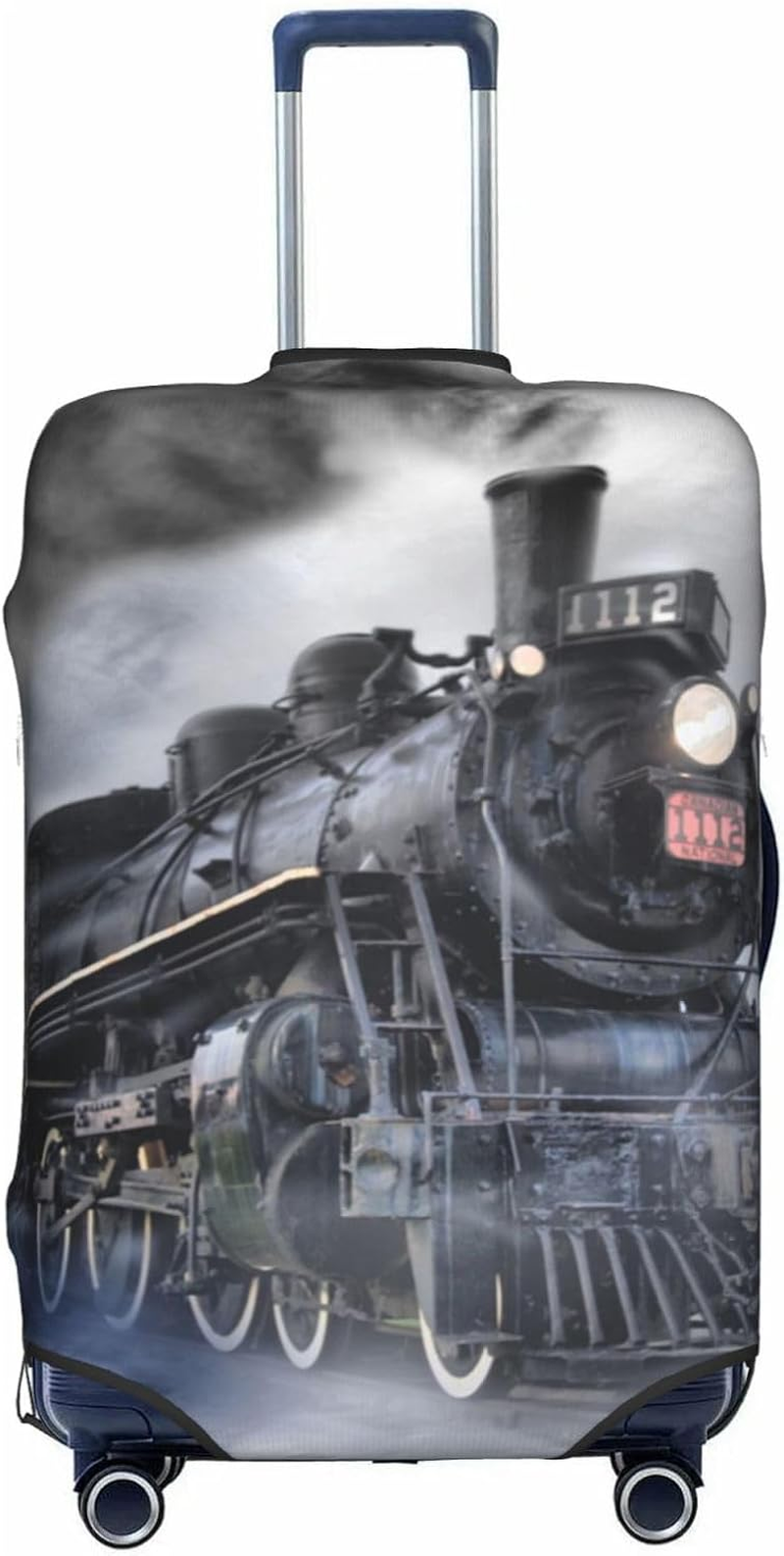 Obabo White Purple Butterflies Travel Luggage Cover,Washable Suitcase Cover Protector Anti-Scratch Suitcase Cover Fits 18-32 In, Steam Train Clouds, M image number 5