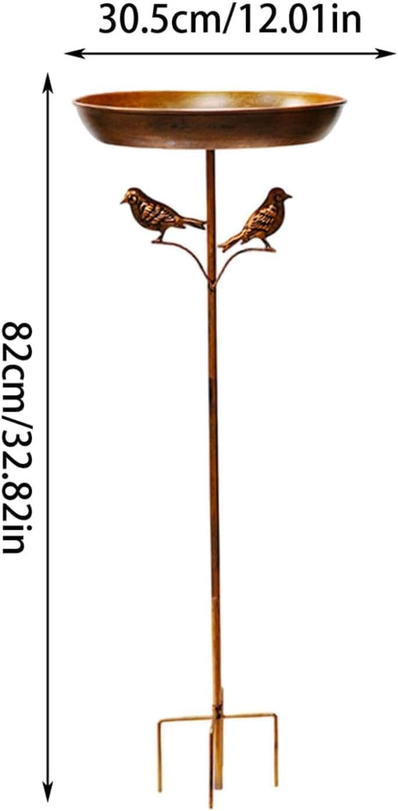Metal Bird Bath Bowl, Vintage Freestanding Birdbath, outside Heavy Duty Garden Birdfeeder Stake Decoration, Sturdy Garden Birdbath, for Outdoors Patio Yard Lawn Wild Bird Watcher Bird Lovers (Copper) image number 6