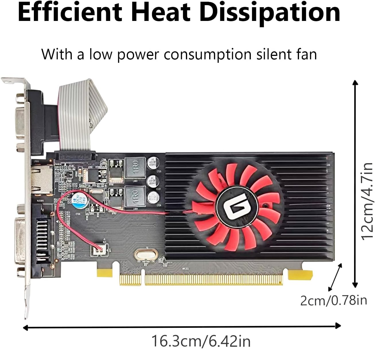 Radeon HD 5450 1GB DDR3 Low Profile Graphics Card, PCI Express 2.0 X16, HDMI/VGA/DVI, Entry Level GPU for PC, SFF and HTPC image number 2