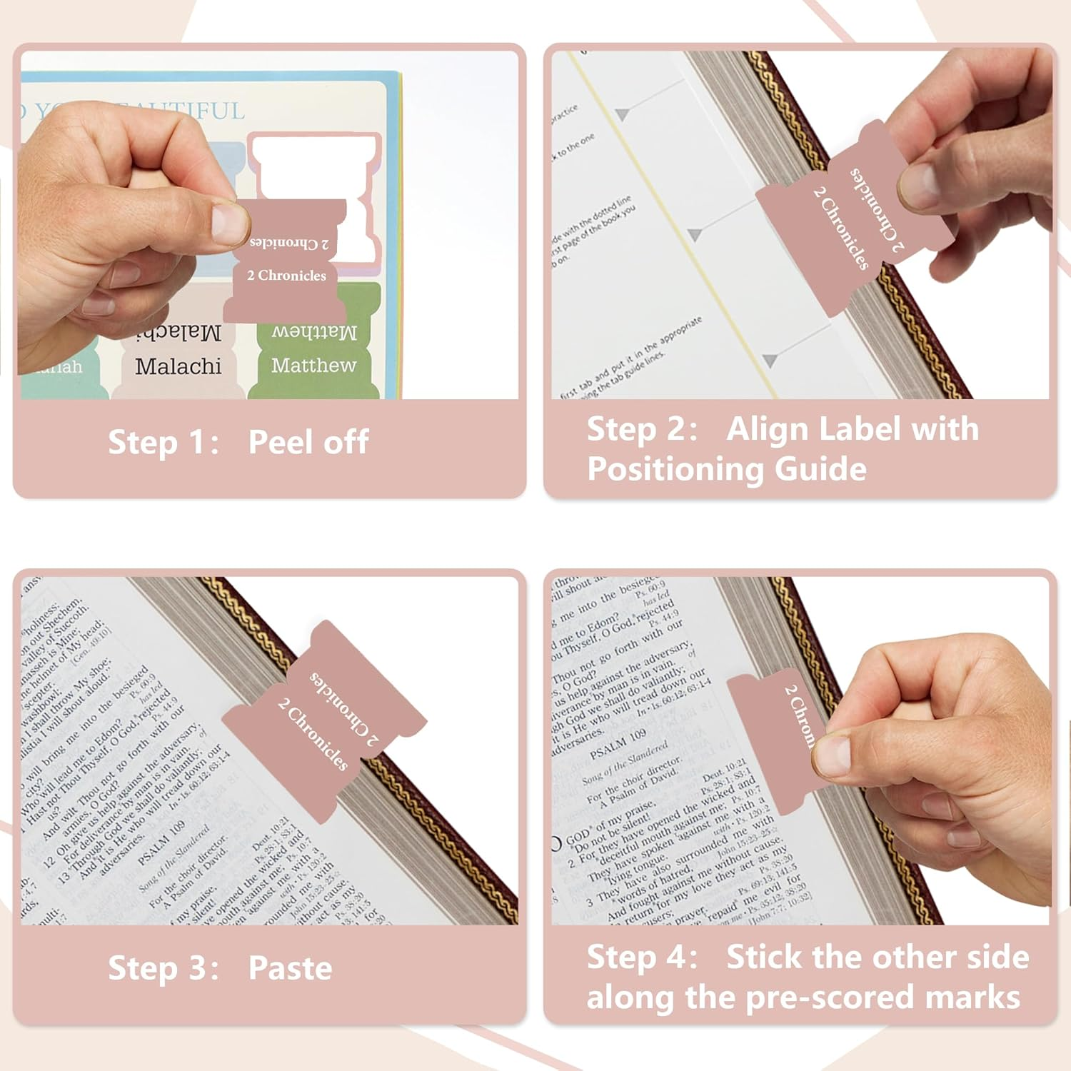 3 Pcs Bible Index Tabs Sets, 225 Laminated Bible Tabs for Women and Men, Bible Dividers on Coated Paper, Large Print Bible Tabs for Study Bible, Protestant and Catholic Bible Tabs image number 4