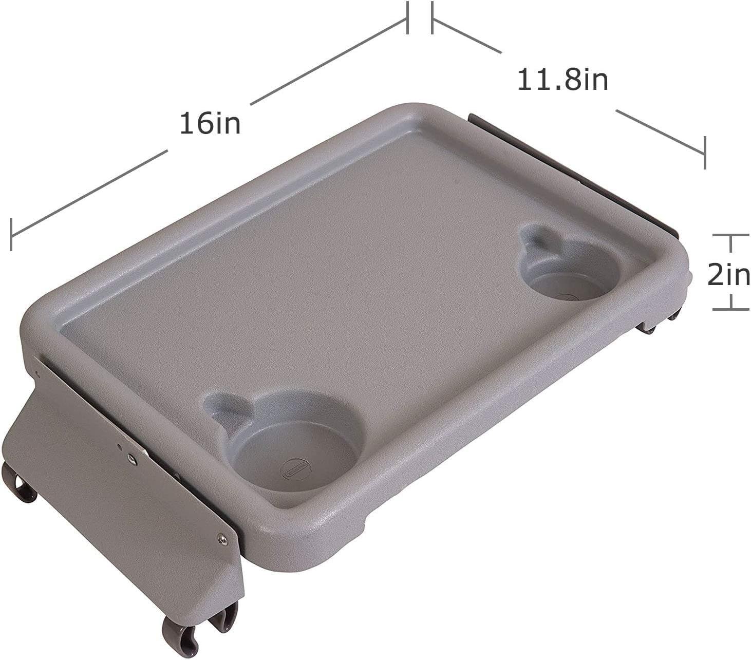 Walker Tray, Rollator Tray, Mobility and Walker Accessory Tray Table Fits Most Standard Walkers, Folding with Two Cup Holders and Tool Free Assembly, 16 X 11.8 (Grey) image number 2
