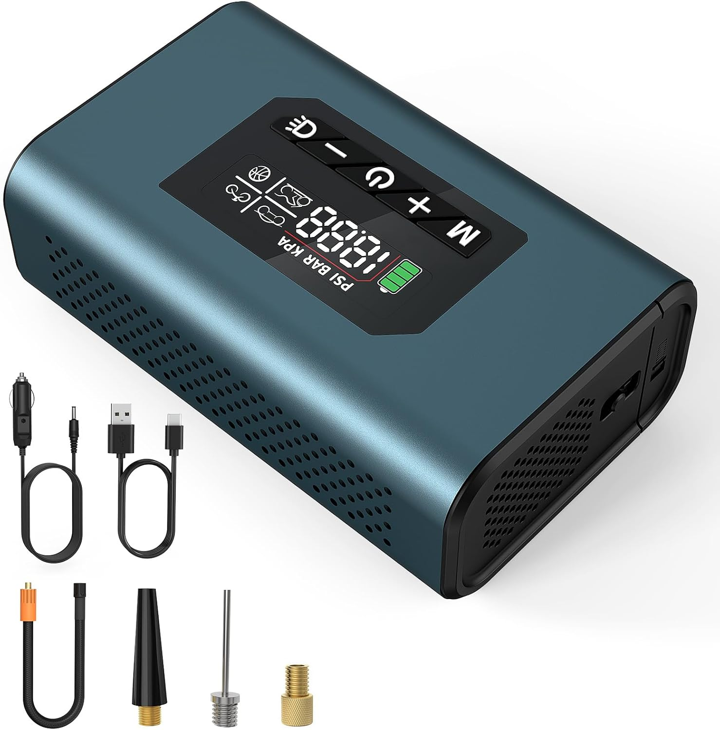 PHIRAH Tire Inflator Portable Air Compressor, Cordless Tire Air Pump for Car Tires with Digital Pressure Gauge, 150PSI Fast Inflation Tire Pump with LED Light for Cars, Motorcycles, Bikes, Balls