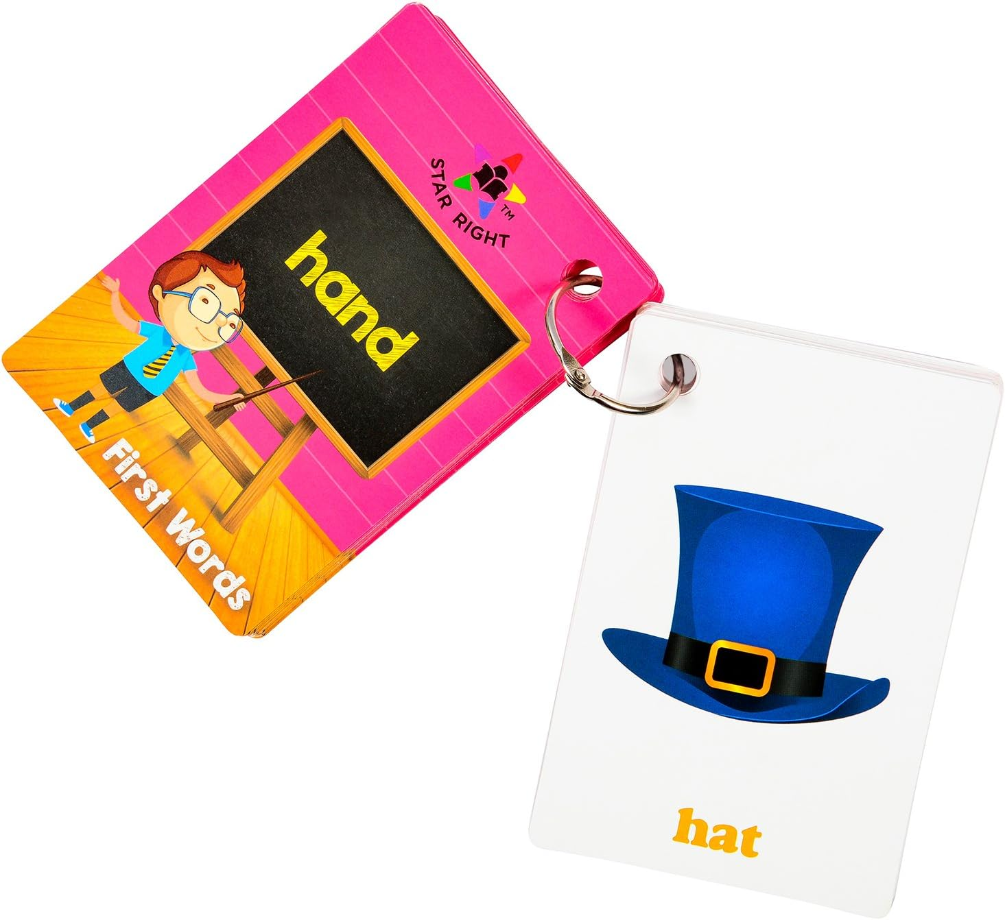 Star Right First Words Flash Cards with Realistic Art, 36 Cards, with 1 Ring, for Ages Pre-K & K
