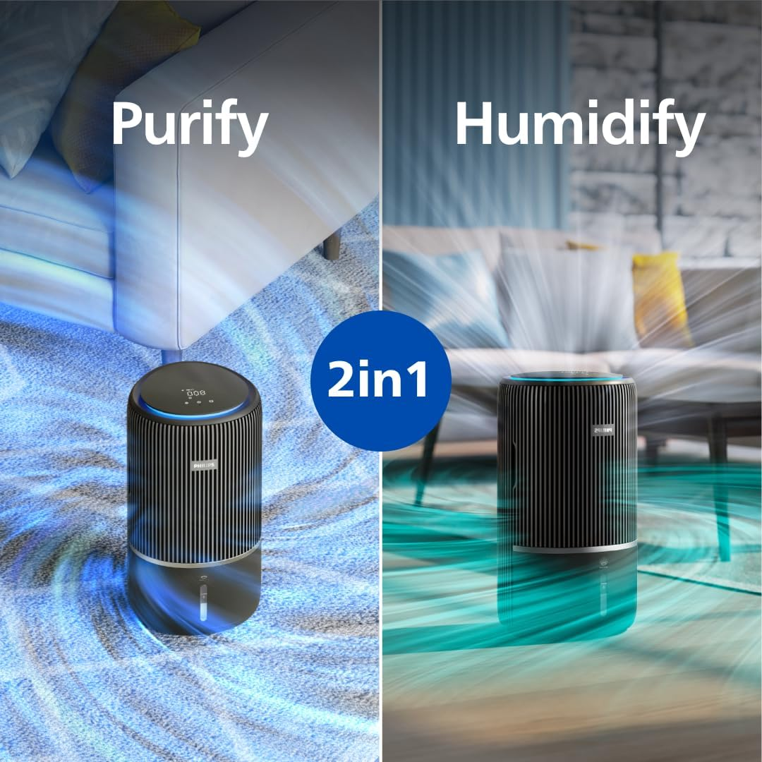 Philips 3400 Series 2-In-1 Air Purifier and Humidifier, HEPA Nanoprotect + Active Carbon Filter, Hygienic Humidification at 650Ml/H, CADR 300M&sup3;/H for 78 M2 (AC3421/13) image number 5