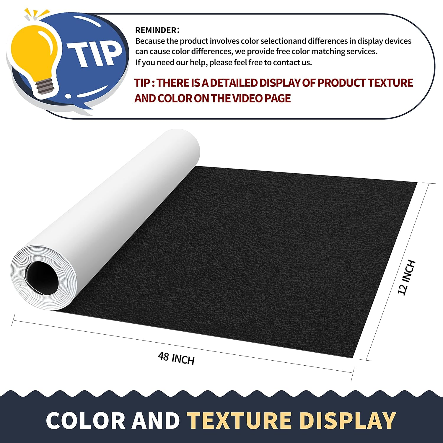 Leather Repair Patch，Leather Repair Tape, 12 X 48 Inches Leather Repair Patch for Furniture,Vinyl Repair Kit，Leather Couch Patch，For Sofas, Furniture, Car Seats, Office Chairs(Black)