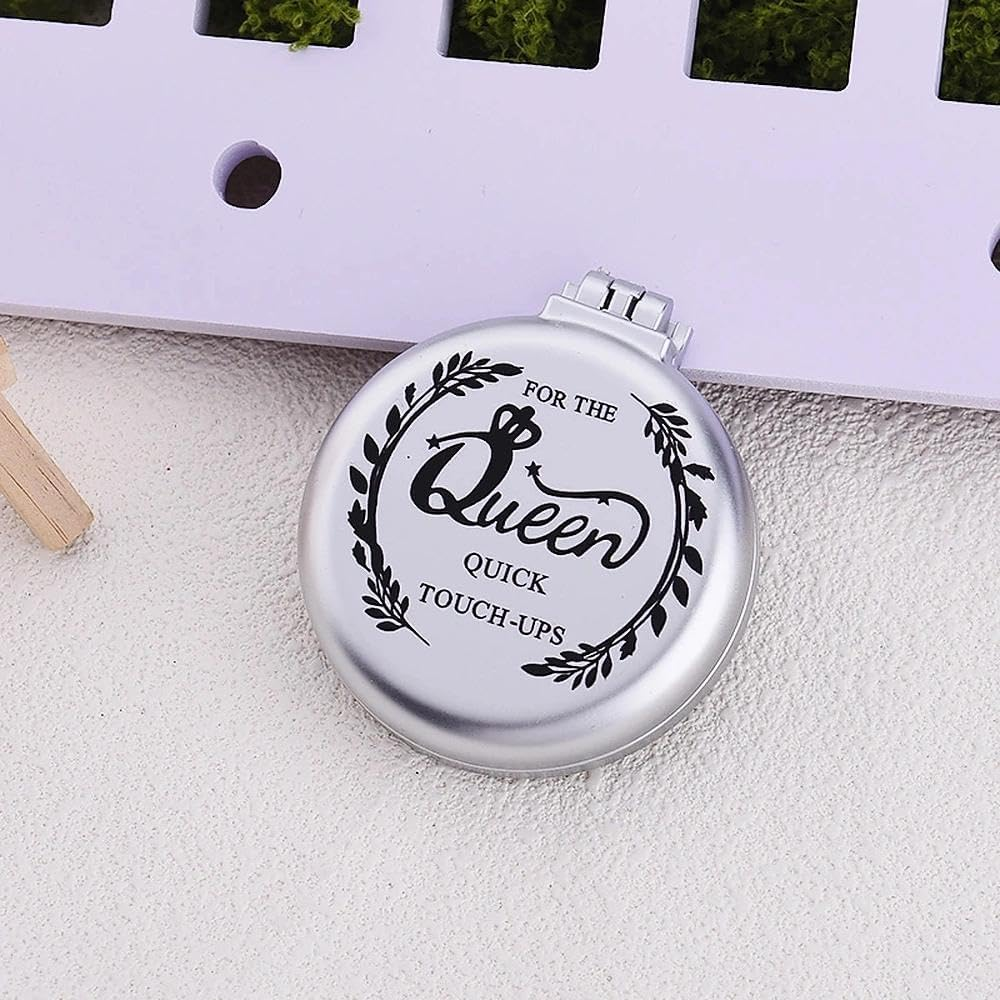 Folding Pocket Makeup Mirror for Women Queen Quick Touch-Ups Travel Engraved Compact Mirror Comb for Wife Girlfriend Romatic Anniversary Birthday Gifts for Mom Grandma Christmas image number 4