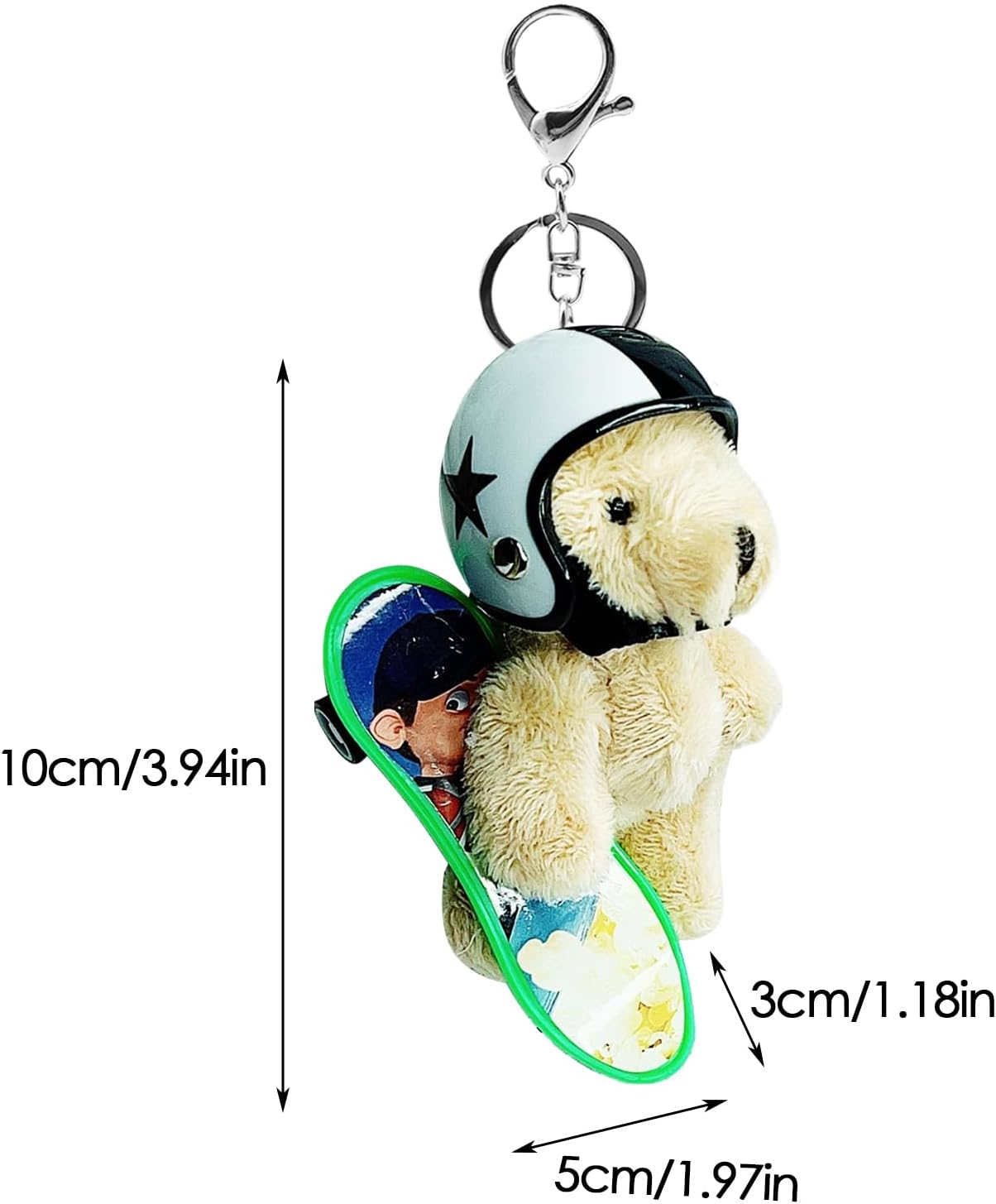 Yorajuy Bear Charm, Helmeted Bear Plush Keychains for Backpacks, Animal Keyring, Key Chain for Schoolbag Travel Wallet Purse Women Backpack image number 5