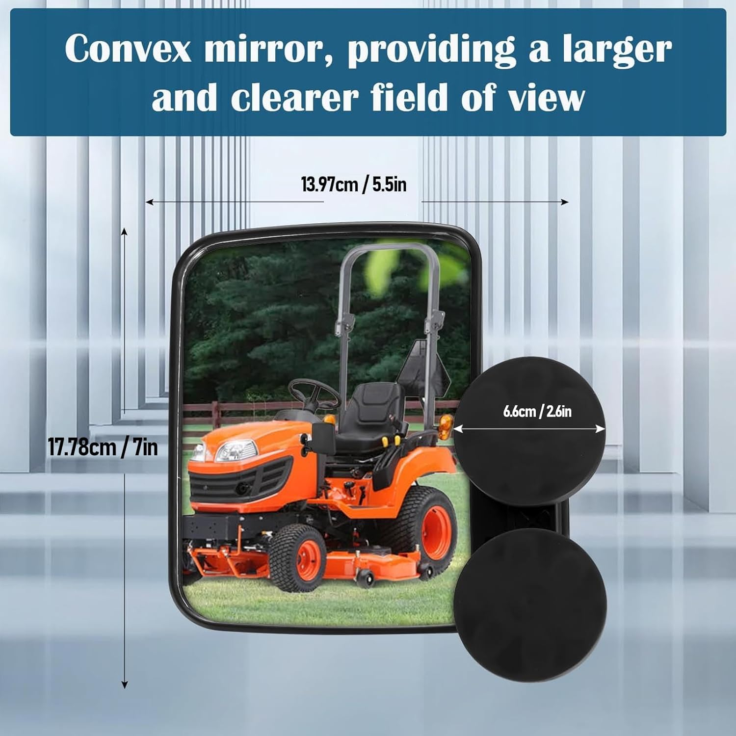 Magnetic Tractor Mirrors - Universal, Adjustable Rearview for Skid Steer, Enhanced Visibility for Forklift, Tractor image number 2