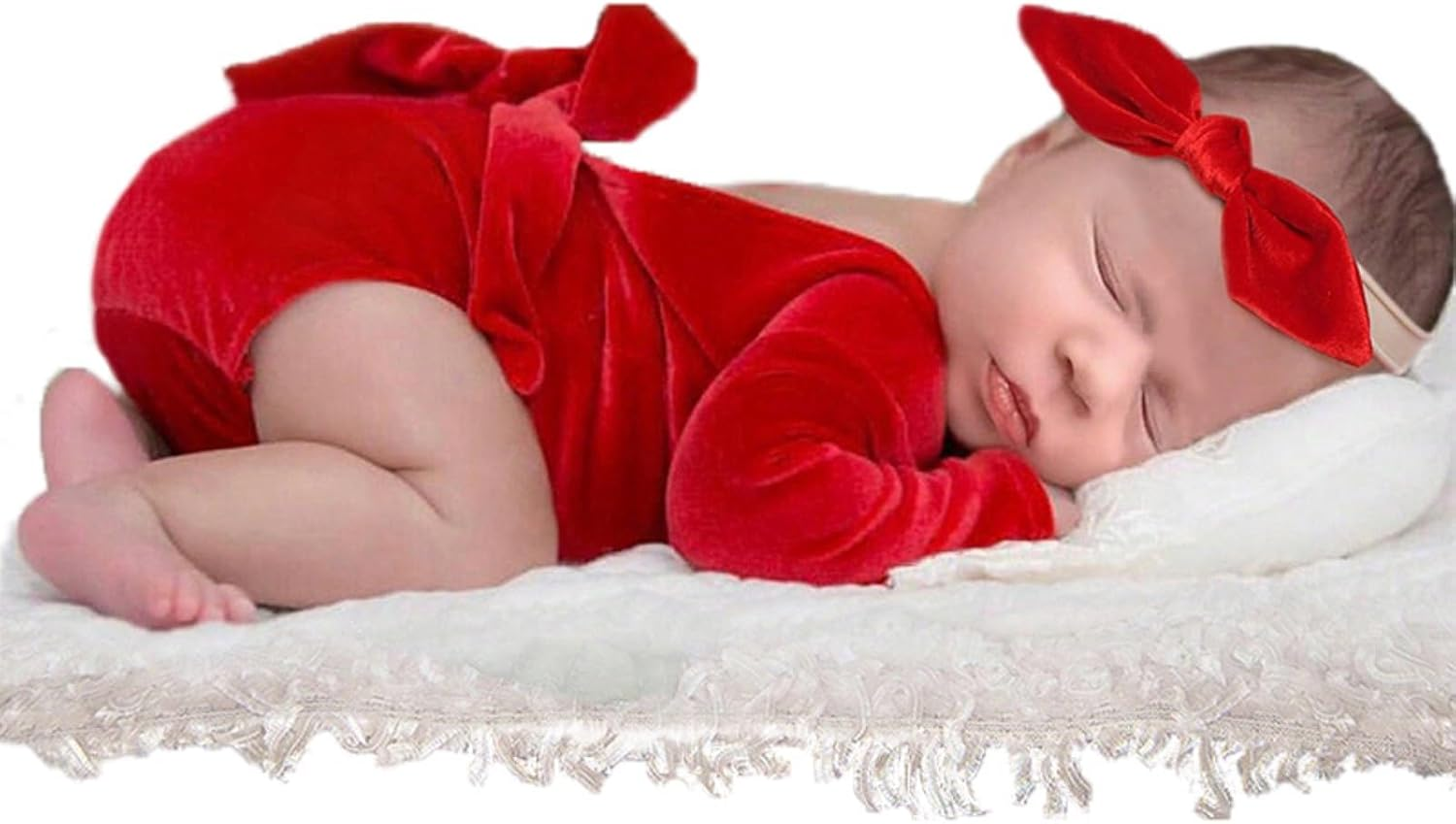 Holibeat Baby Boy Girl Photography Props Newborn Baby Photo Shoot Outfits (Red) - Green image number 7