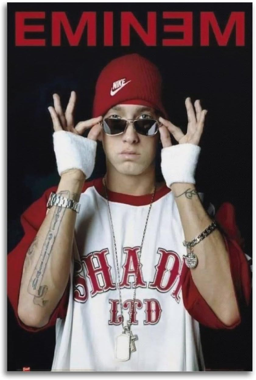 Rapper Eminem Poster Poster Canvas Painting Wall Art Picture Home Decor Print for Bedroom Living Room Dorm Study Bar Office 12X18Inch(30X45Cm)