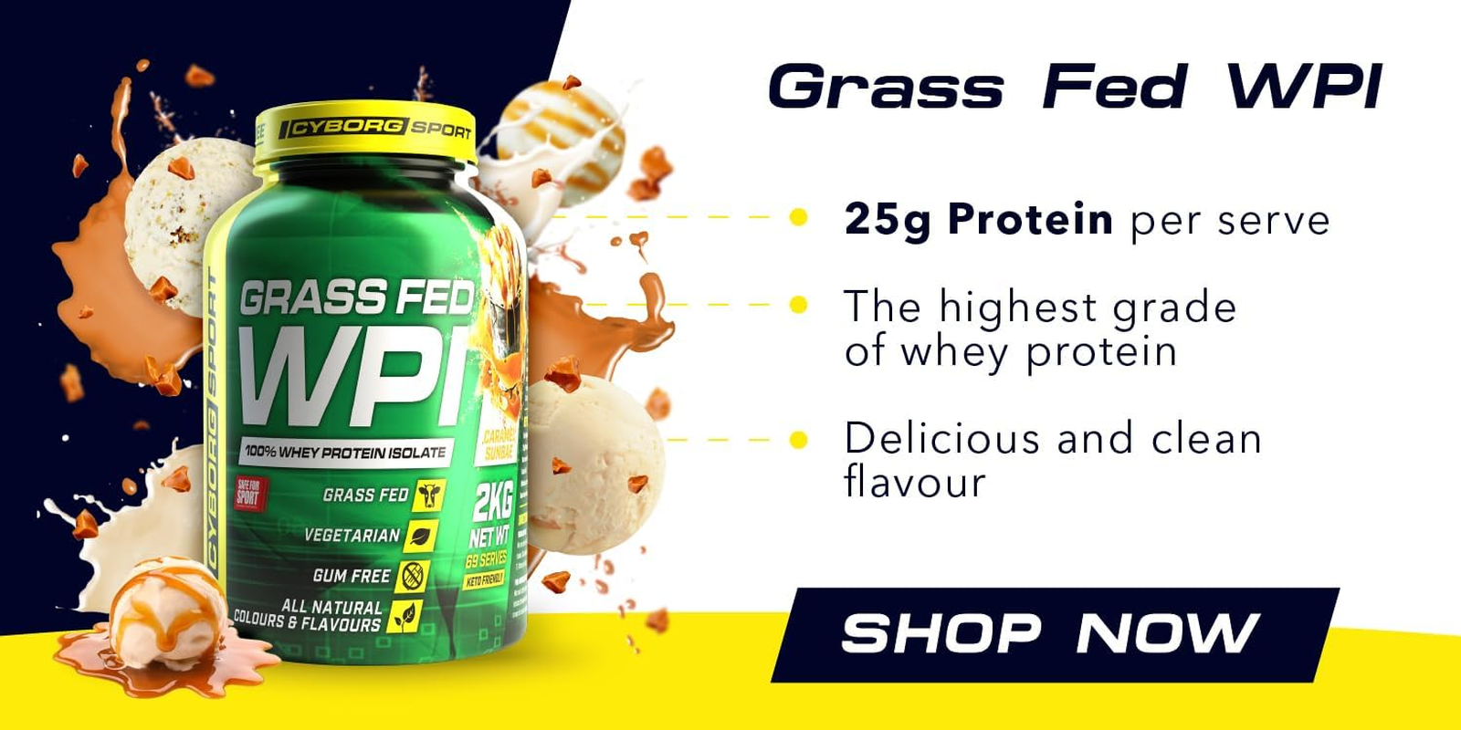 CYBORG SPORT - GRASS FED WPI Choc-Honeycomb 2Kg: 100% Whey Protein Isolate - Vegetarian - Gum Free - All Natural Colours & Flavours - King of Proteins - Essential Amino Acids - Keto Friendly image number 6