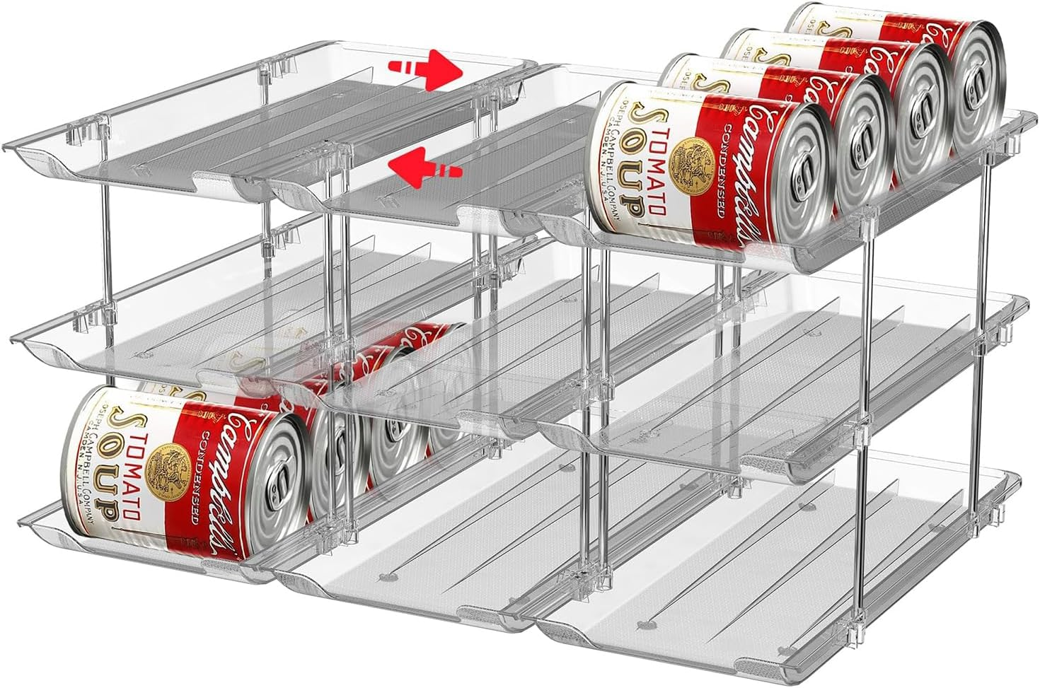 STORICANS Can Storage Organiser for Pantry ,Adjustable Height and Width Canned Goods Organiser, Soup Can Organiser Holds up to 36 Cans Food Dispenser Holder for Fridge,Kitchen Cabinet , 3 Tier(3 * 3) image number 4