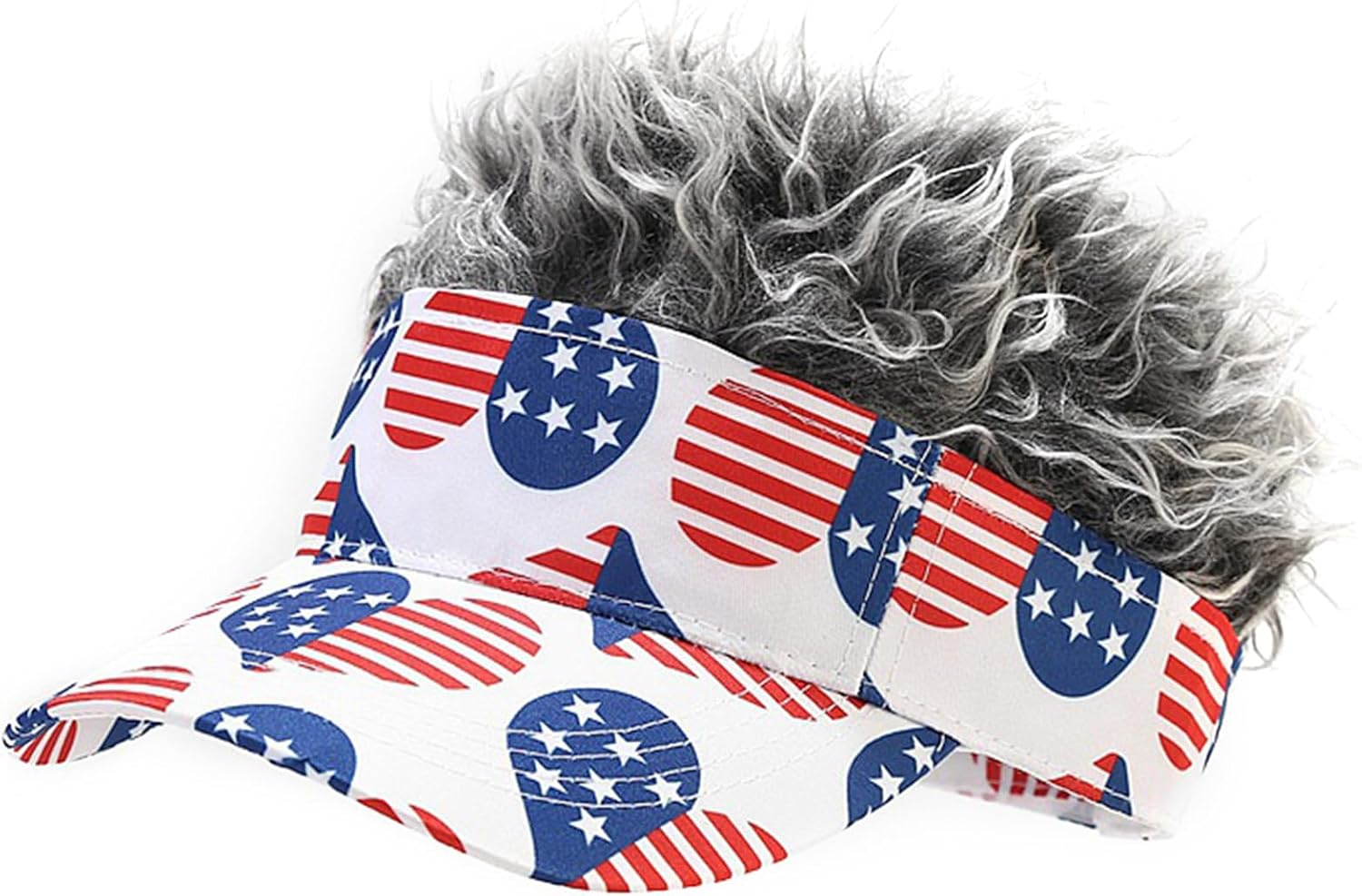 Malaxlx Mens Sun Visors Hat with Fake Spiked Hair Novelty Wig Adjustable Baseball Cap Golf Hat