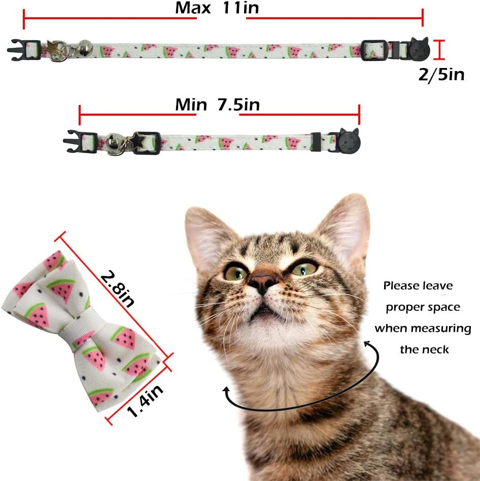 Xpangle Bowtie Cat Collars Breakaway with Bell, Adjustable Cute Kitty Collars Safety Buckle Kitten Collar for Cat Puppy 7.5-11In - 14 image number 5