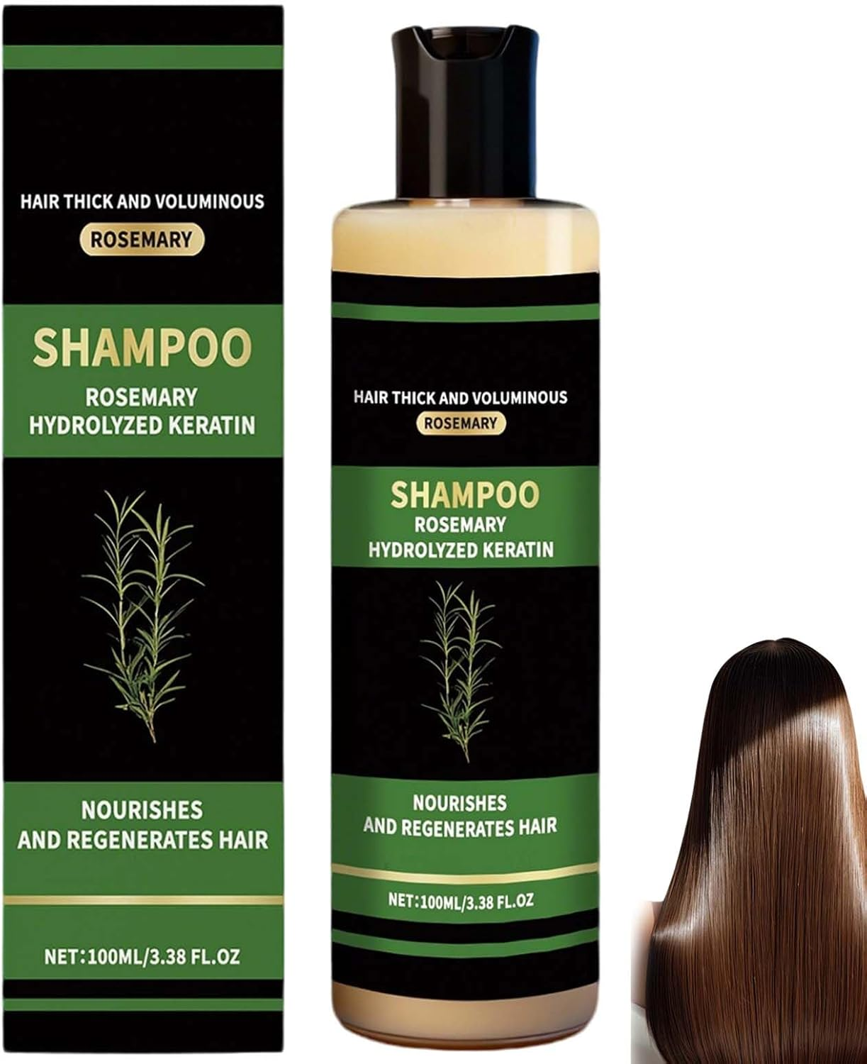 Rosemary Shampoo for Hair Growth, Thickening & Strengthening Shampoo with Hydrolyzed Keratin, Volumizing Shampoos for Thinning Hair, Gentle Scalp Care Shampoos, Fullered Hairs Shampooing. (1PCS)