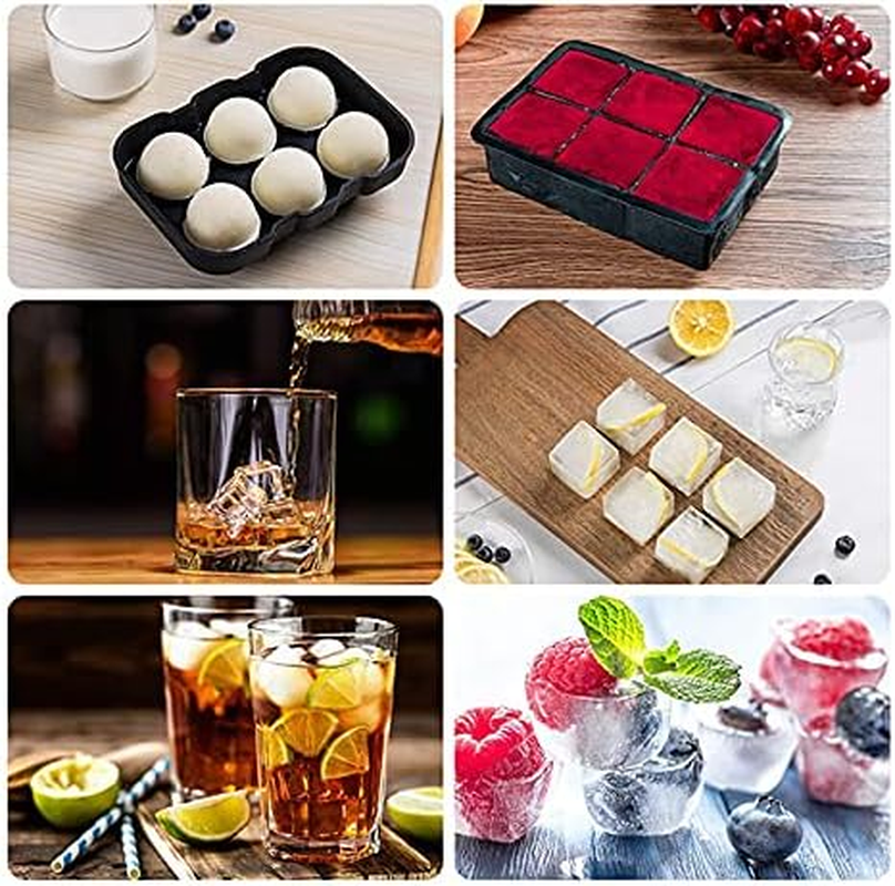 Ashintar 1 Set (3PCS) Silicone Ice Cube Trays, Large round Ice Ball Mold, Sphere Square Honeycomb Ice Trays for Whiskey Cocktails, Flexible Reusable BPA DIY Icecream Molds for Freezer image number 1
