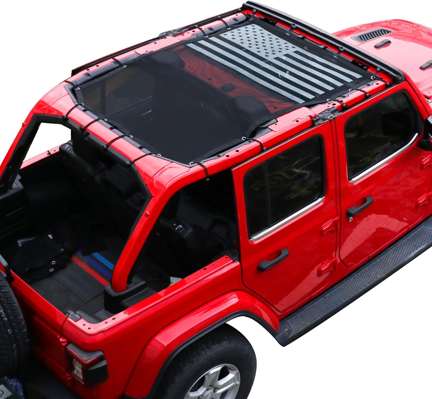 Sunshade for 2018-2023 Jeep Wrangler JL JLU 2 Door 4 Door Front Mesh Sun Shade JL Sunshade Bikini Soft Top Roof Cover Net Accessories, Blocks UV, Wind, Noise, Black