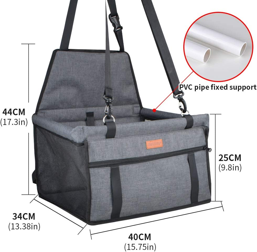 SWIHELP Dog Car Seat Puppy Portable Pet Booster Car Seat with Clip-On Safety Leash and PVC Fram, Anti-Collapse,Perfect for Small Pets - Black image number 4