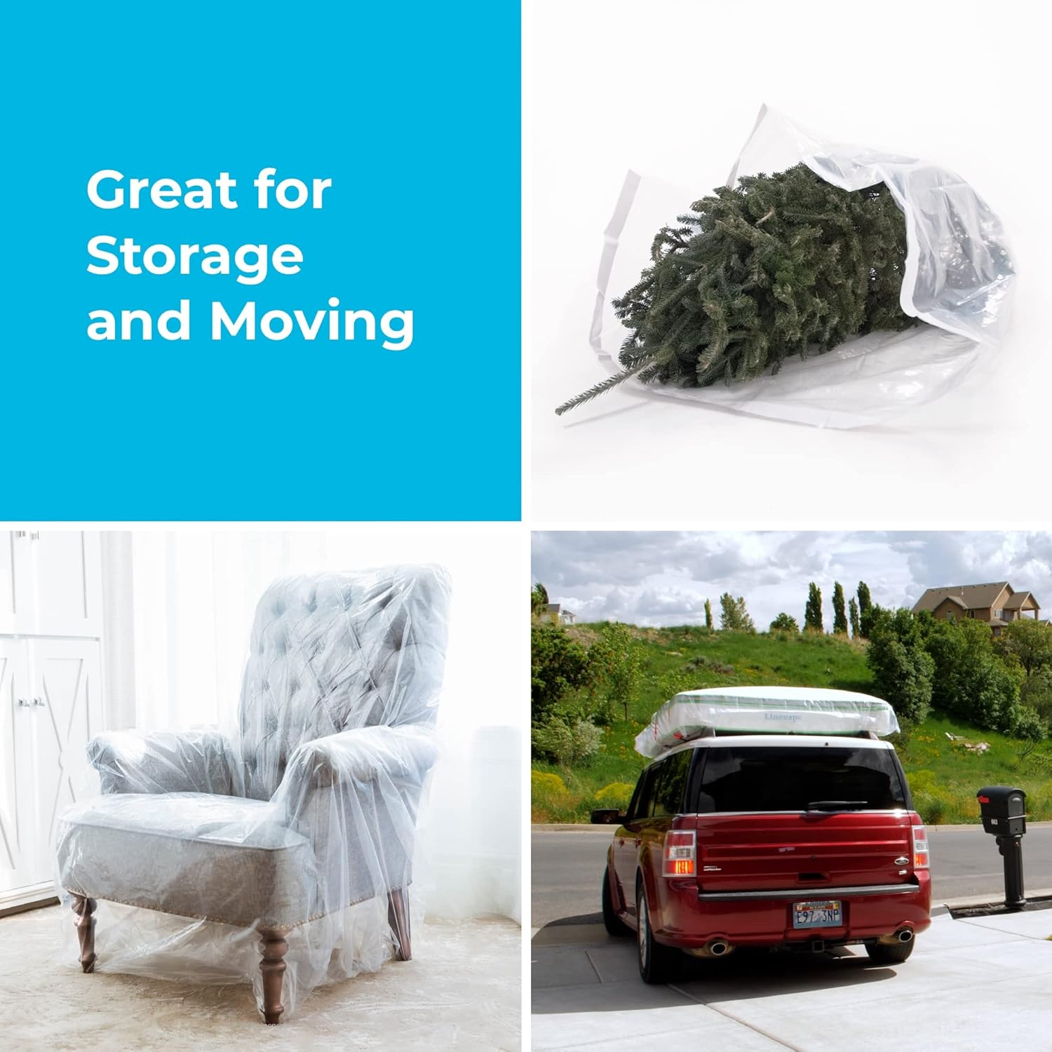 Linenspa Mattress Bag - 2 Pack Queen/Full Mattress Storage Bag for Moving and Storage - Mattress Protection &ndash; Polyurethane Mattress Storage Bag Queen/Full, Clear