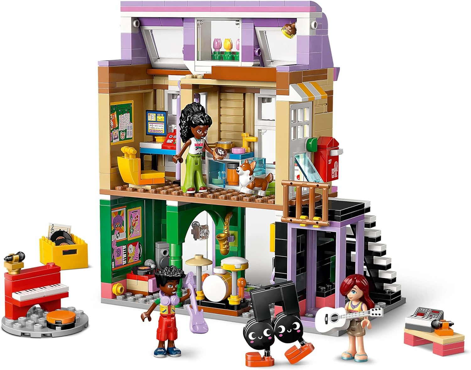 LEGO&reg; Friends Music Store & Apartment 42653 Building Set, Pretend-Play Toy with 3 Minidolls, a Corgi Figure and Accessories, Creative Fun for Kids, Toy for Girls and Boys Aged 7 Years Old and Up image number 3