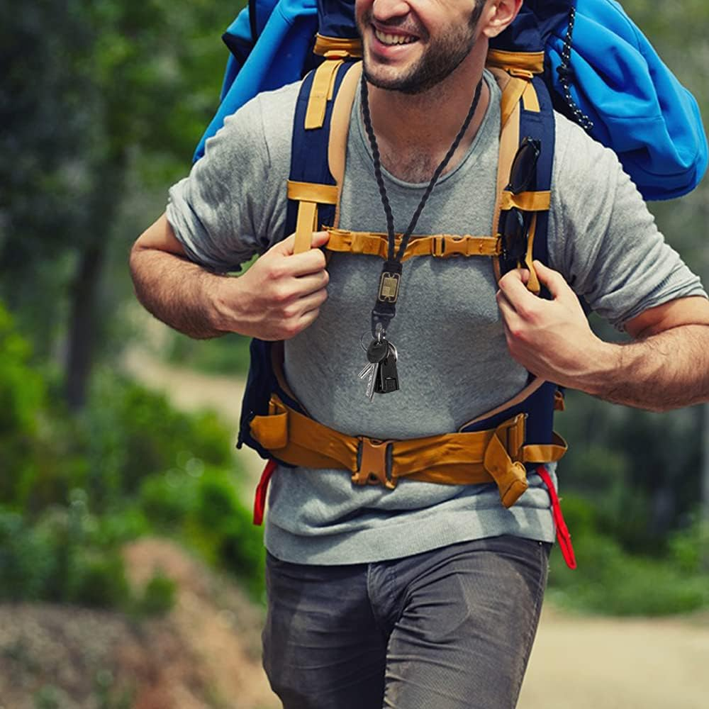 Heavy Duty Braided Paracord Lanyard Keychain with USA Flag, Parachute Rope Necklace Keychains, Braided Strong Lanyard
