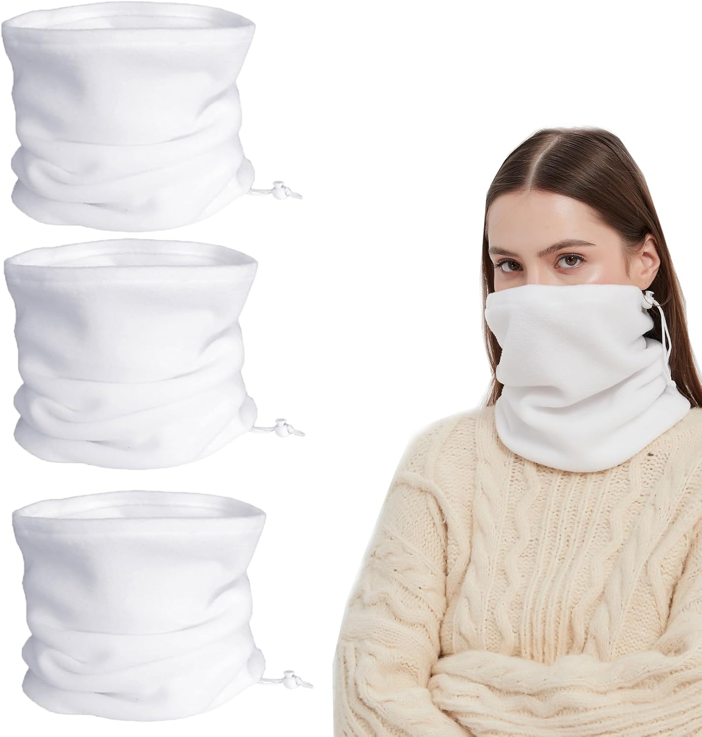 LERTREE 3PCS Winter Neck Warmer Neck Gaiter Fleece Skiing Cycling Windproof Balaclava Scarf for Men Women image number 4