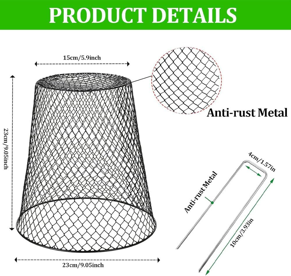 Cozioz 5 Pack Heavy Duty Chicken Wire Plant Cloche with 5 Ground Stakes &ndash; Metal Garden Netting Plant Cover to Protect from Rabbits, Chickens, Birds, and Squirrels image number 4