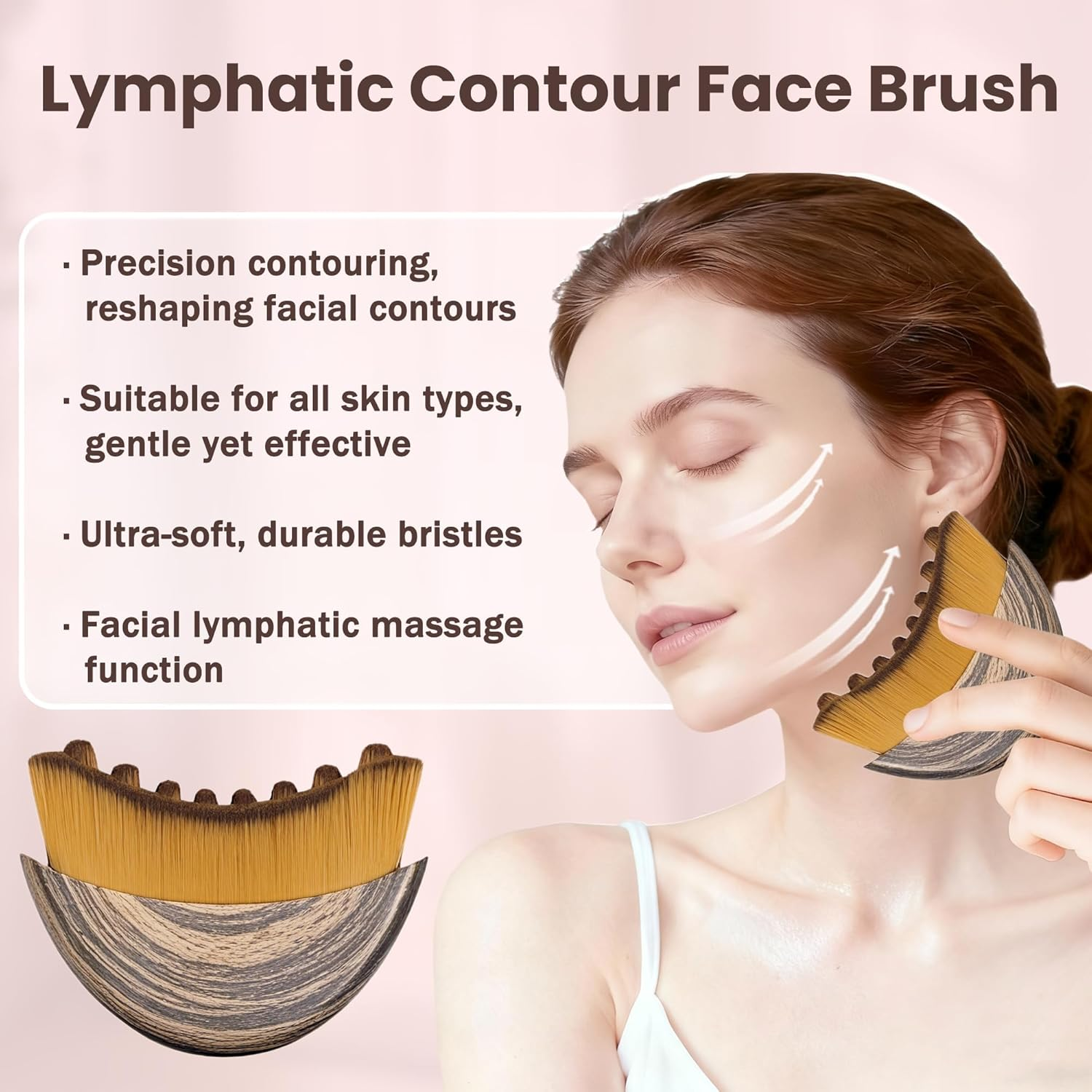 2Pcs Lymphatic Brush for Face, Lymphatic Drainage Brush, Lymphatic Contour Face Brush, Ergonomically Designed to Precisely Fit the Skin, Used for Facial, Chin and Jawline Carving Lymphatic Drainage Massages and Fatigue Relief image number 1