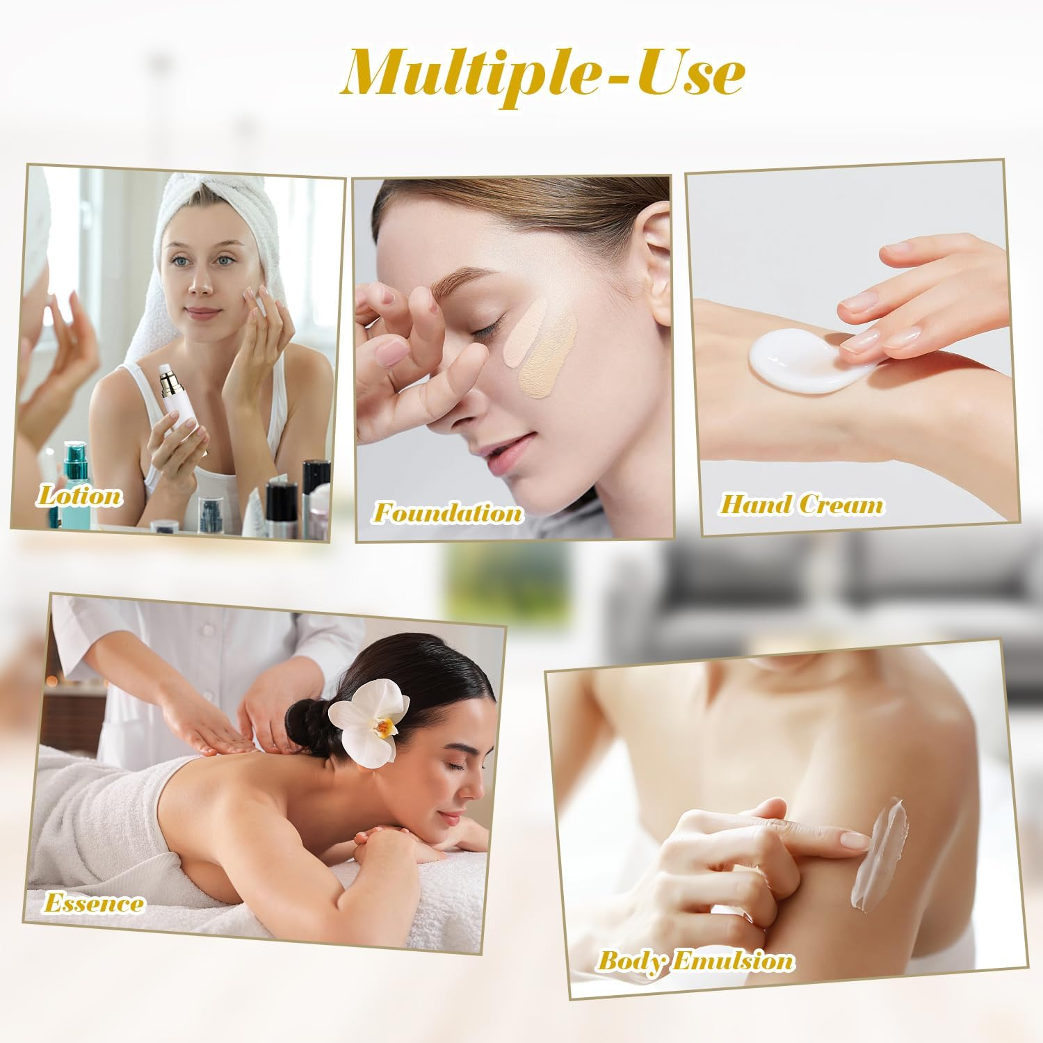 4 Pack 50Ml/1.7Oz Clear Airless Pump Bottle Plastic Vacuum Pump Press Container Empty Lotion Dispenser for Cream Toiletries Liquid Foundation Cosmetic Sample Travel - Gold image number 1