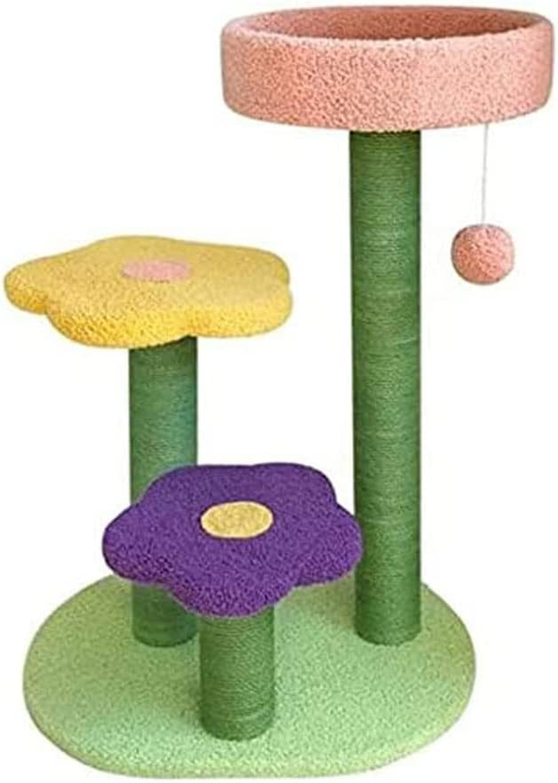 Flower Cat Climbing Frame Wall Cat Scratcher Kitten Climbing Cat Scratching Tower Pet Activity Furniture Play House for Kitty