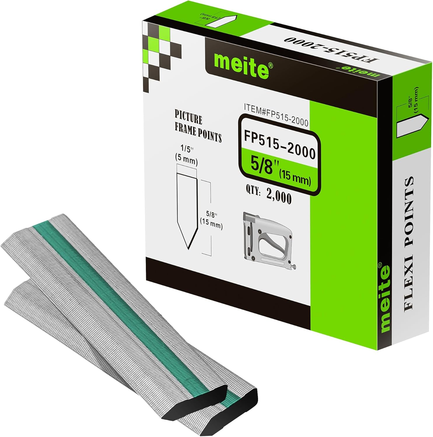 Meite Flexible Points 5/8" (15 Mm) for Point Driver, 2,000-Count Flexipoints Refill, Picture Framing Nails for Point Driver/Points Tacker image number 2