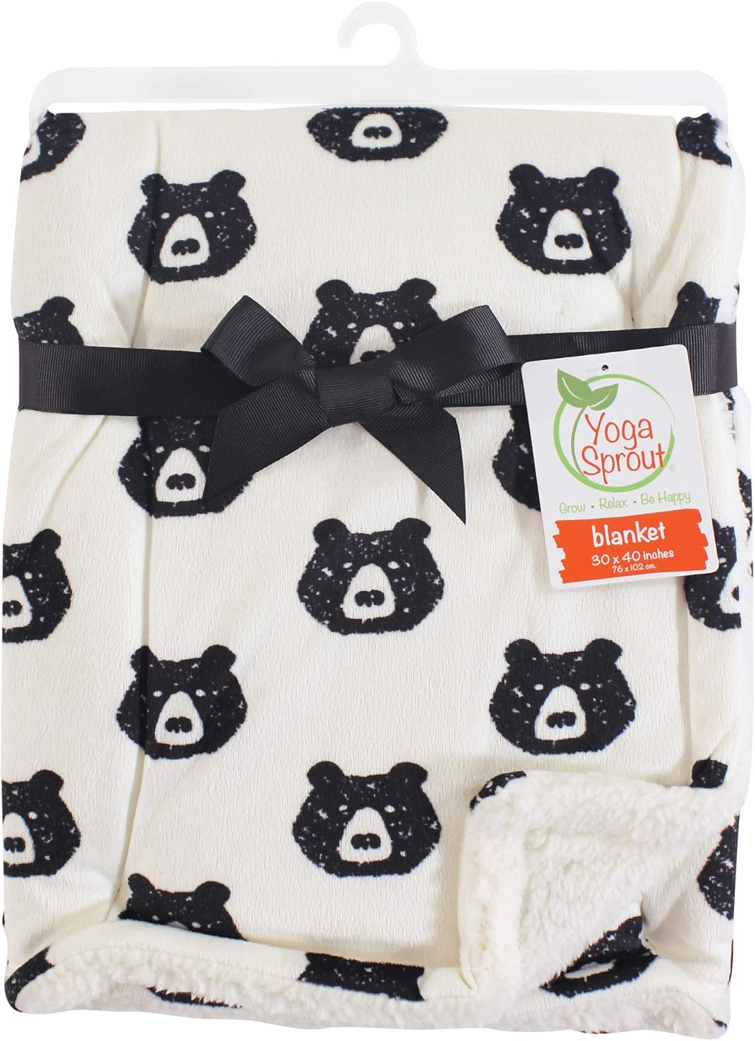 Yoga Sprout Mink Blanket with Sherpa Backing, Bear