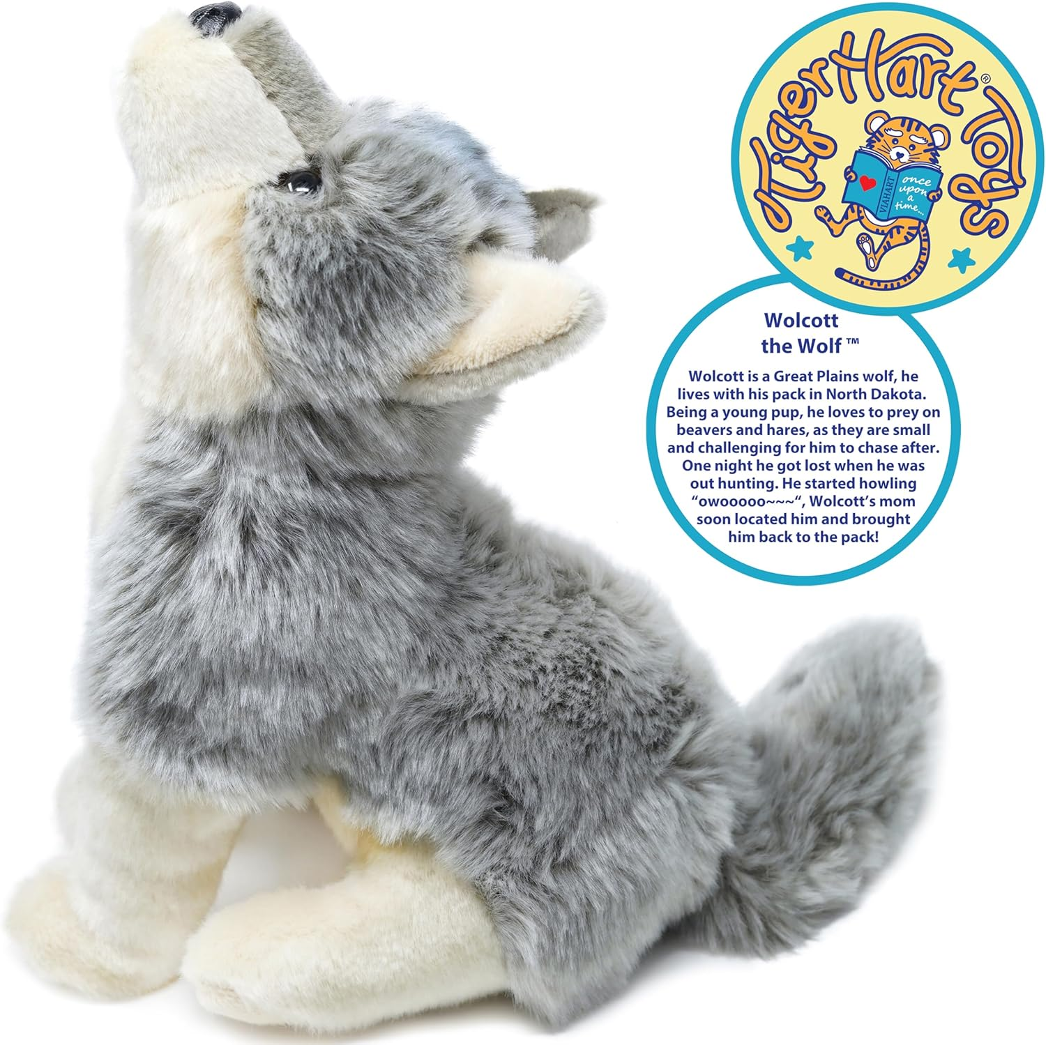 Tigerhart Wolcott the Wolf - 11 Inch Stuffed Animal Plush image number 3