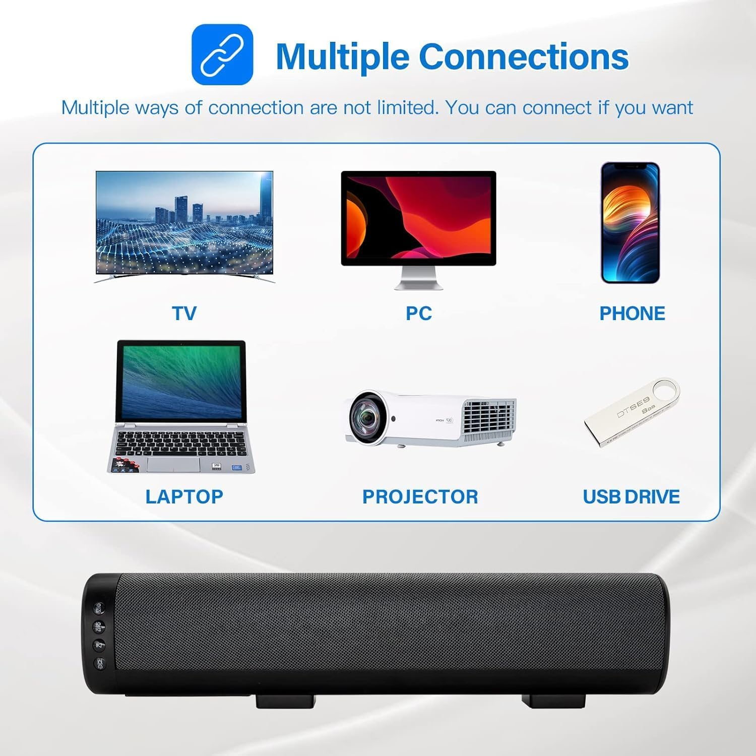 Sakaguro Sound Bar for TV 16-Inch, Cinematic Bluetooth Speakers with Remote Control, Wall Mountable, Black