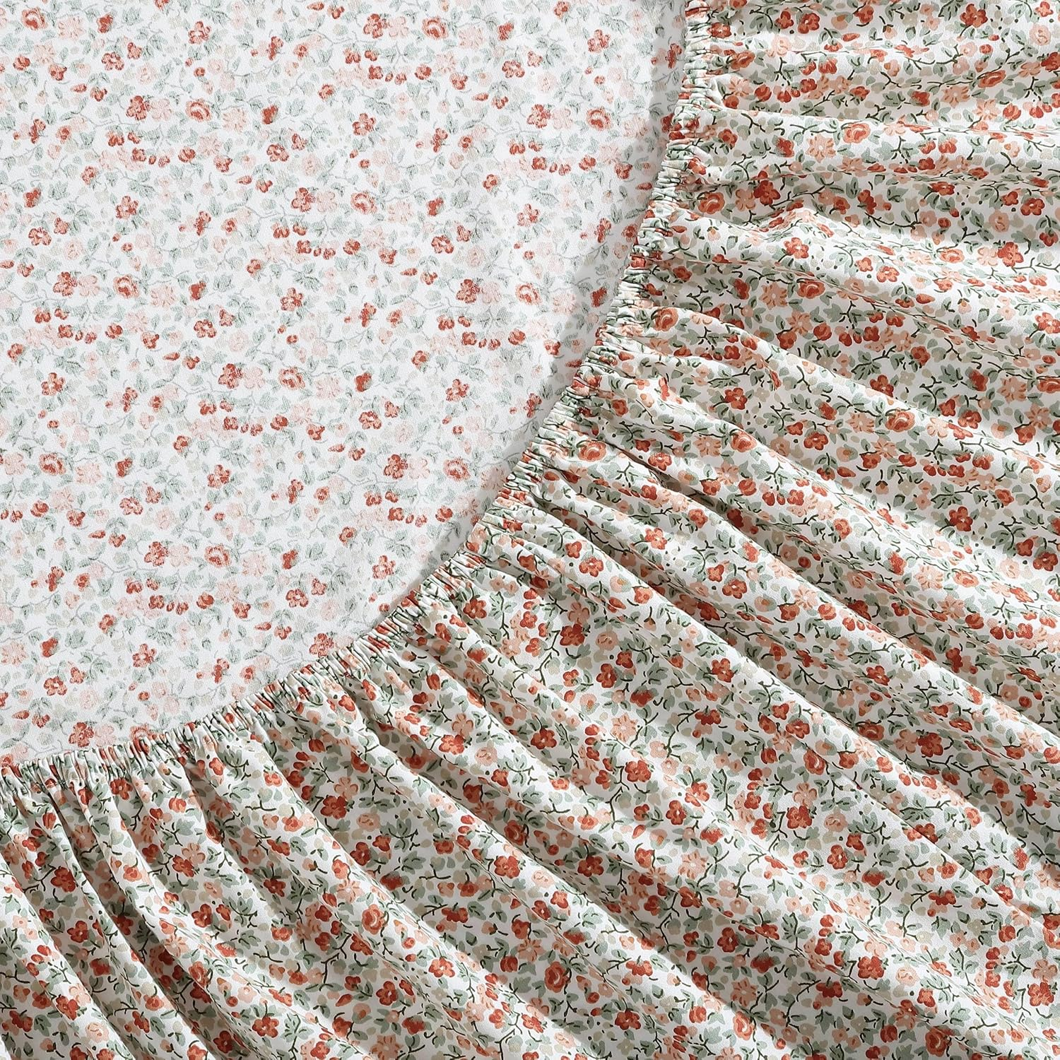 Laura Ashley - Full Sheets, Cotton Percale Bedding Set, Lightweight & Breathable Home Decor (Emogene Burnt Orange, Full) image number 7