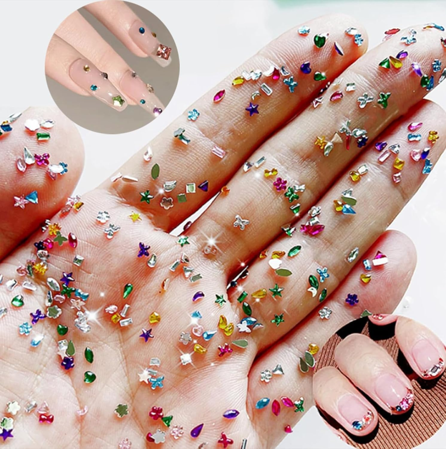 3000 Pieces Multi-Shape Colorful Nail Gems and Rhinestones Set &ndash; High-Quality Crystal Nail Charms for DIY Nail Art, Durable Lightweight Nail Decoration Kit for Women Gifts, Geiwogwc