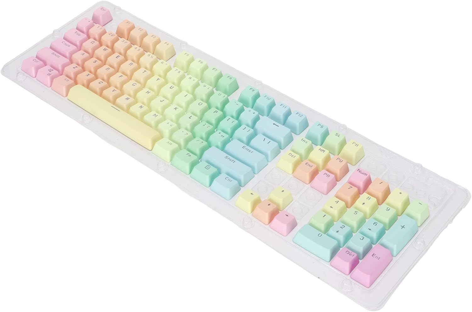 PBT Keycap Set, 104PCS Rainbow Double Color Translucent Gradient PBT Keycaps with Oil Coating, for 61/87/104 Keys Mechanical Keyboards, DIY Your Keyboard image number 4