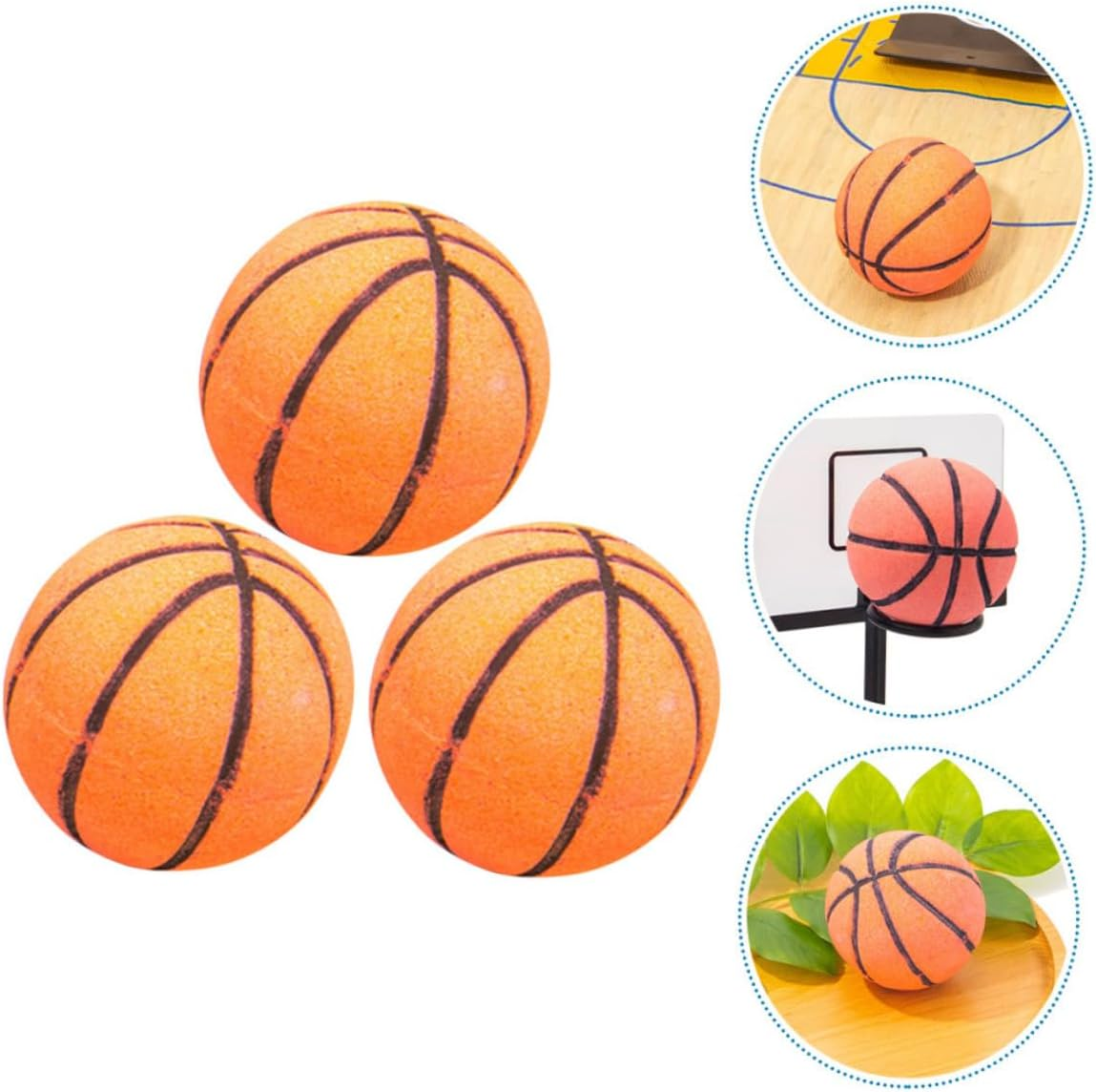 3Pcs Natural Sea Salt Bath Balls Basketball Bath Bomb for Boys and Girls