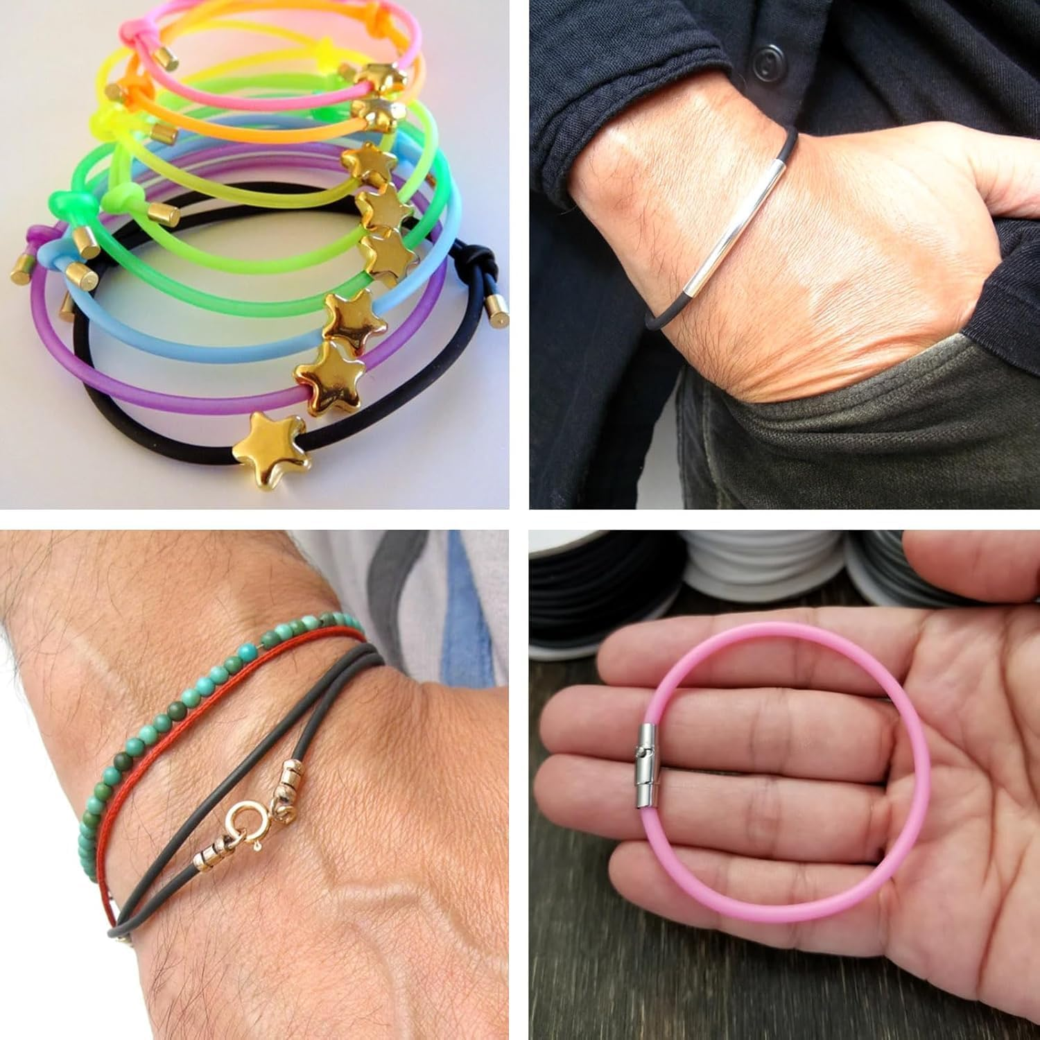 Hollow Pipe Tubing Rubber Cord, 6 Roll Rubber Tube Cords Tubing Knitting Barber Cord,Hollow Pipe Rubber Cord Tube Silicone Tube Cord,Hollow Pipe Rubber Tubing Jewelry Cord,Hollow Pipe Tube Rubber Cord image number 5