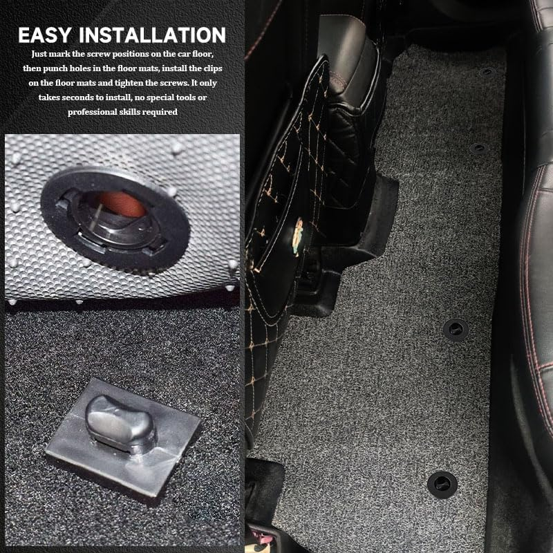 4PCS Universal Car Floor Mat Anti-Slip Fixing Clips, ABS Durable Locking Fastener Buckle Set for Securing Carpet Foot Pad, Easy Installation for Most Vehicles image number 3