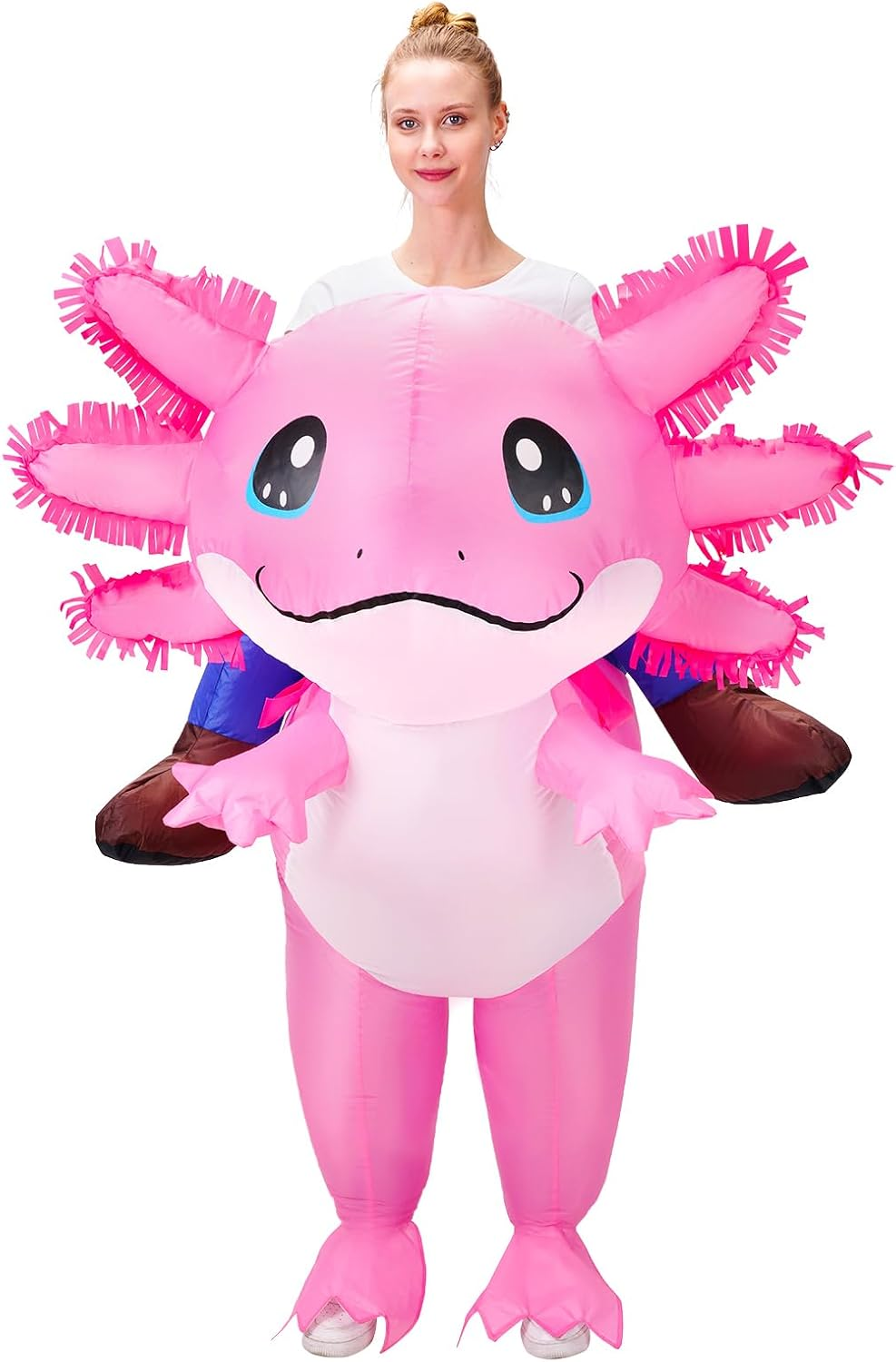 Inflatable Costume Adult/Kids Axolotl Costumes Deluxe Halloween Air Blow-Up Costume Pink Axolotl Costumes for Cosplay Party image number 1