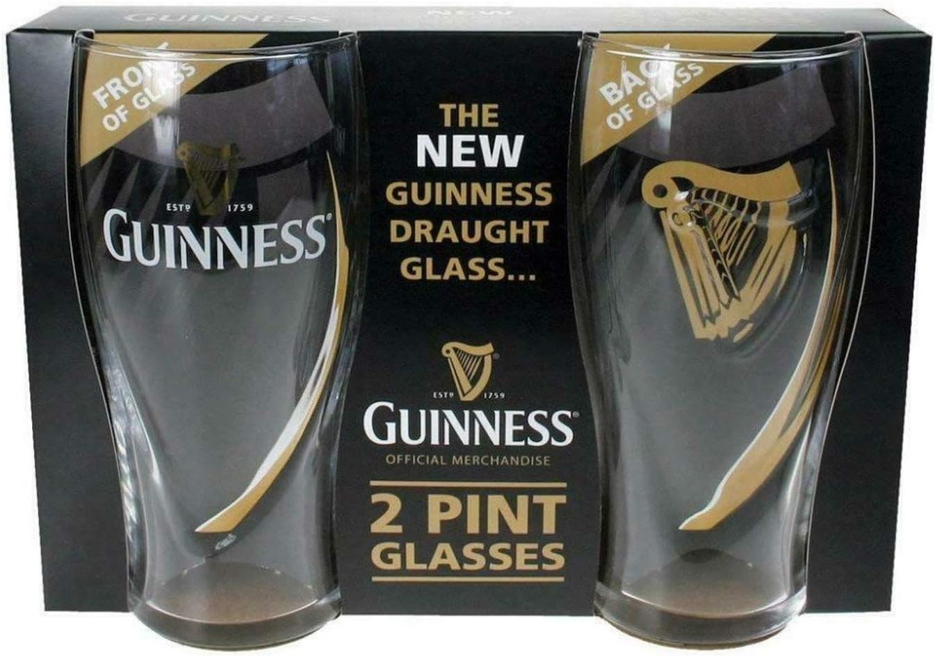 Guinness Logo Unisex Pint Glass Transparent, Glass, 2 Count (Pack of 1) image number 3